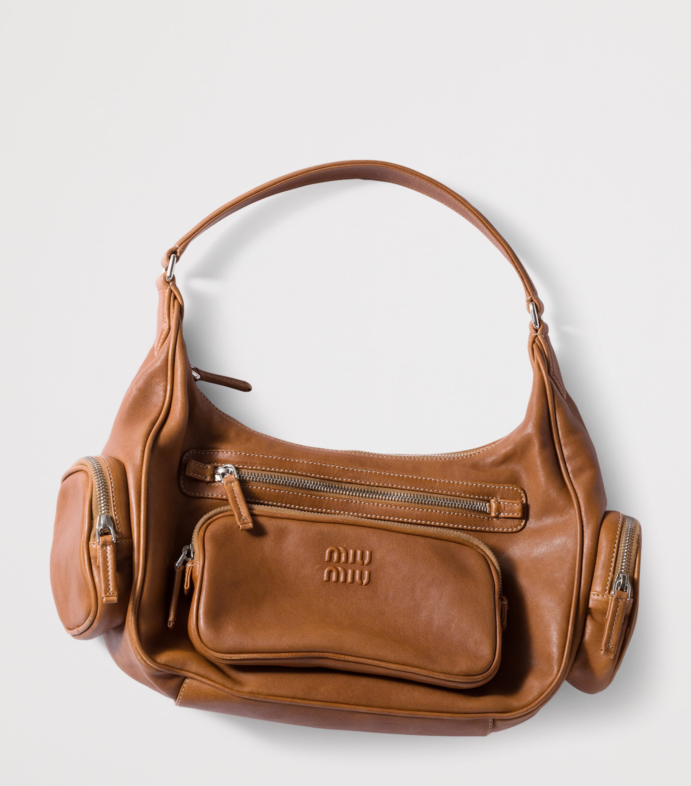 Nappa Leather Pocket Top-Handle Bag F098L Image 6