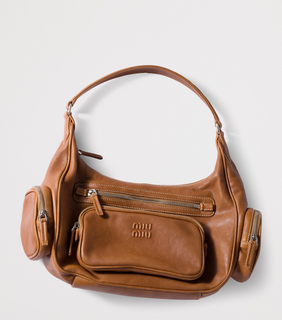 Nappa Leather Pocket Top-Handle Bag F098L Image 6
