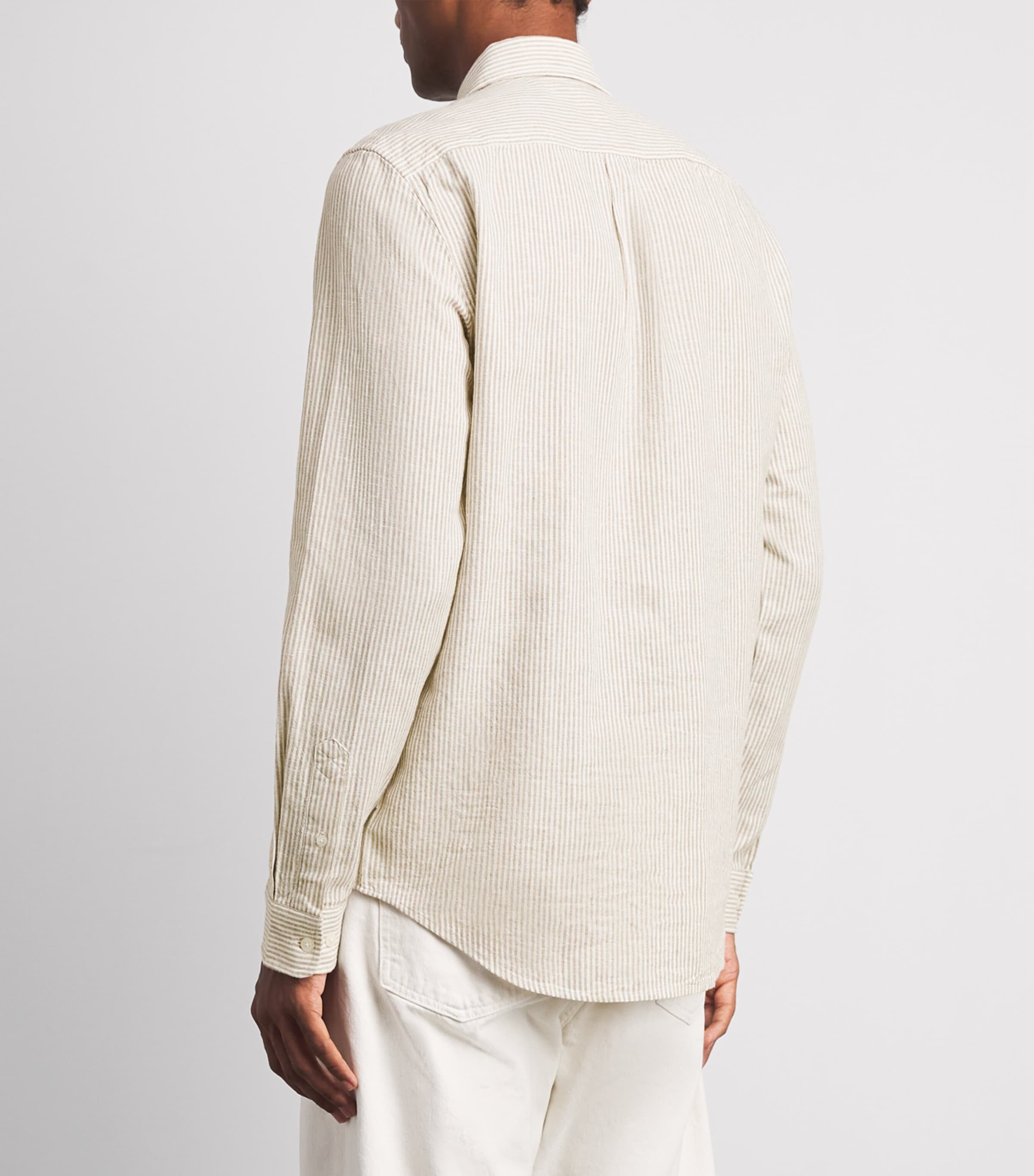 Samsøe Samsøe Mens Linen-Organic Cotton Stripe Saliam Shirt Aluminium Image 5