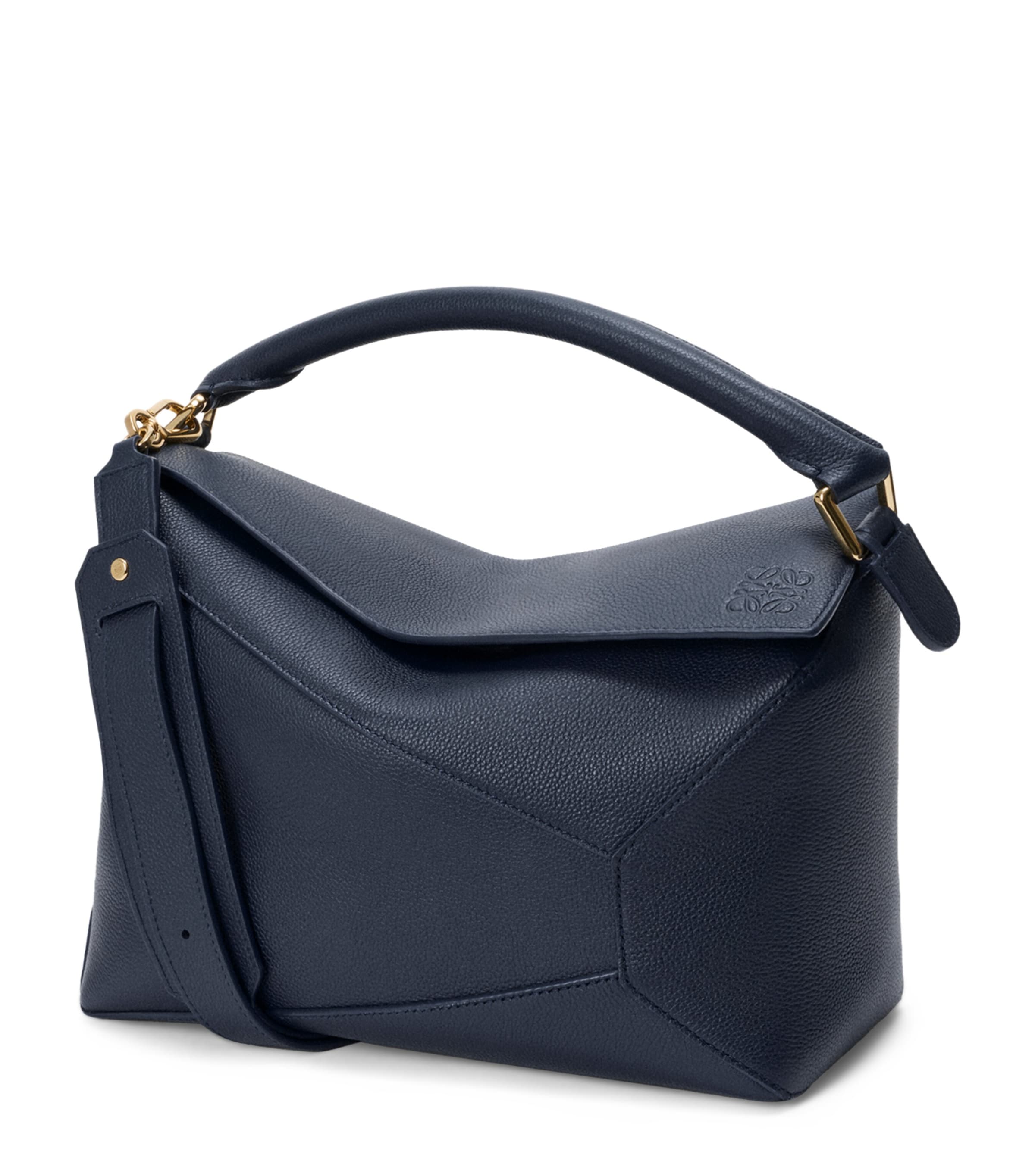 LOEWE Medium Leather Puzzle Edge Top-Handle Bag Deep Navy Image 1