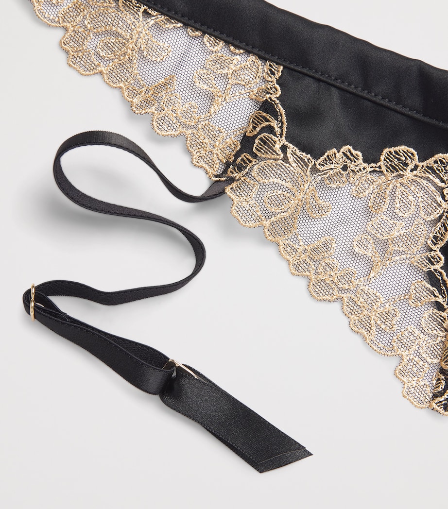 Silk-Blend Reina Suspender Belt BLACK & GOLD Image 4