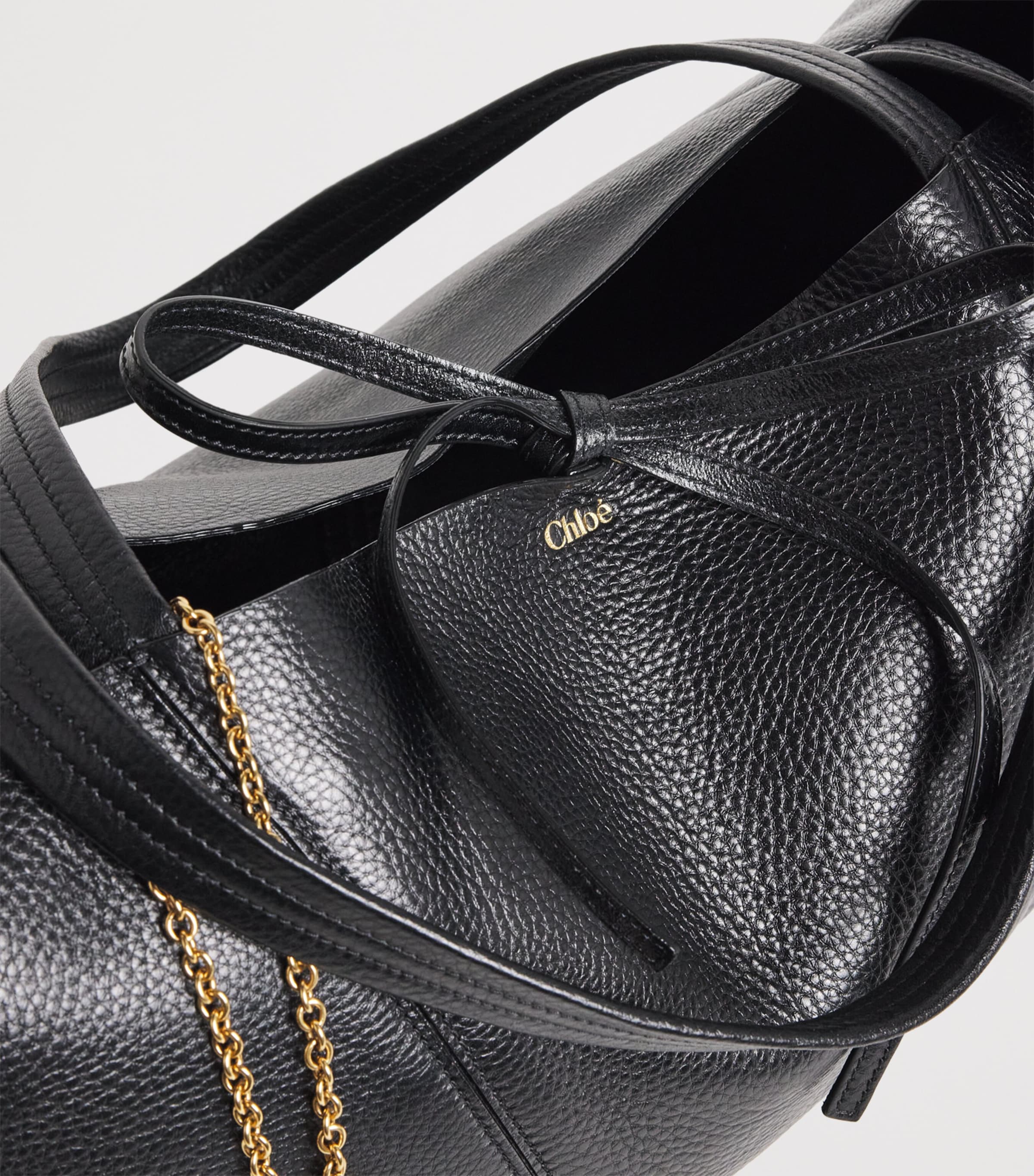 Chloé Womens Calfskin Spin East-West Tote Bag Black Image 5
