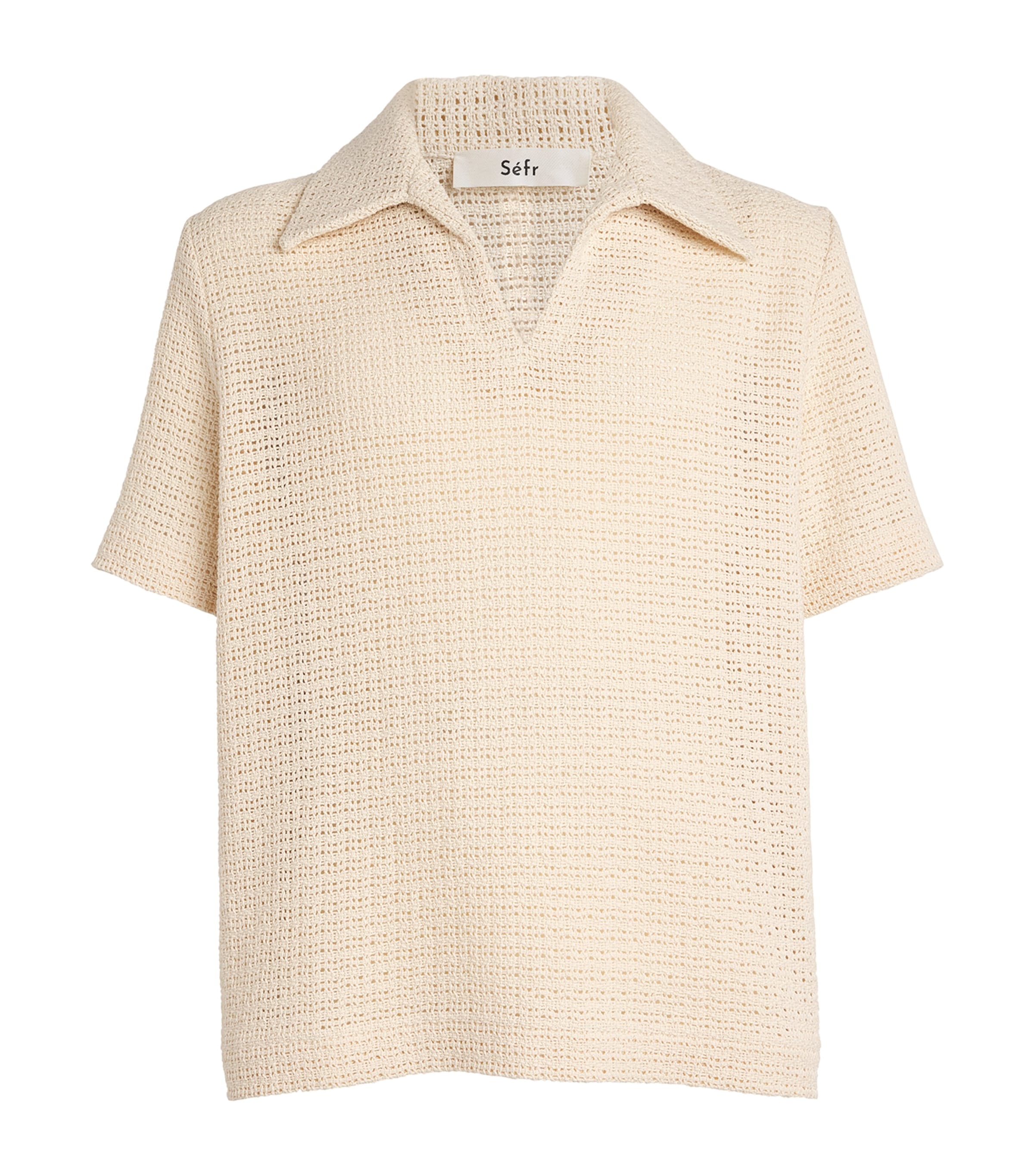 Séfr Cotton Woven Polo Shirt In Ivory