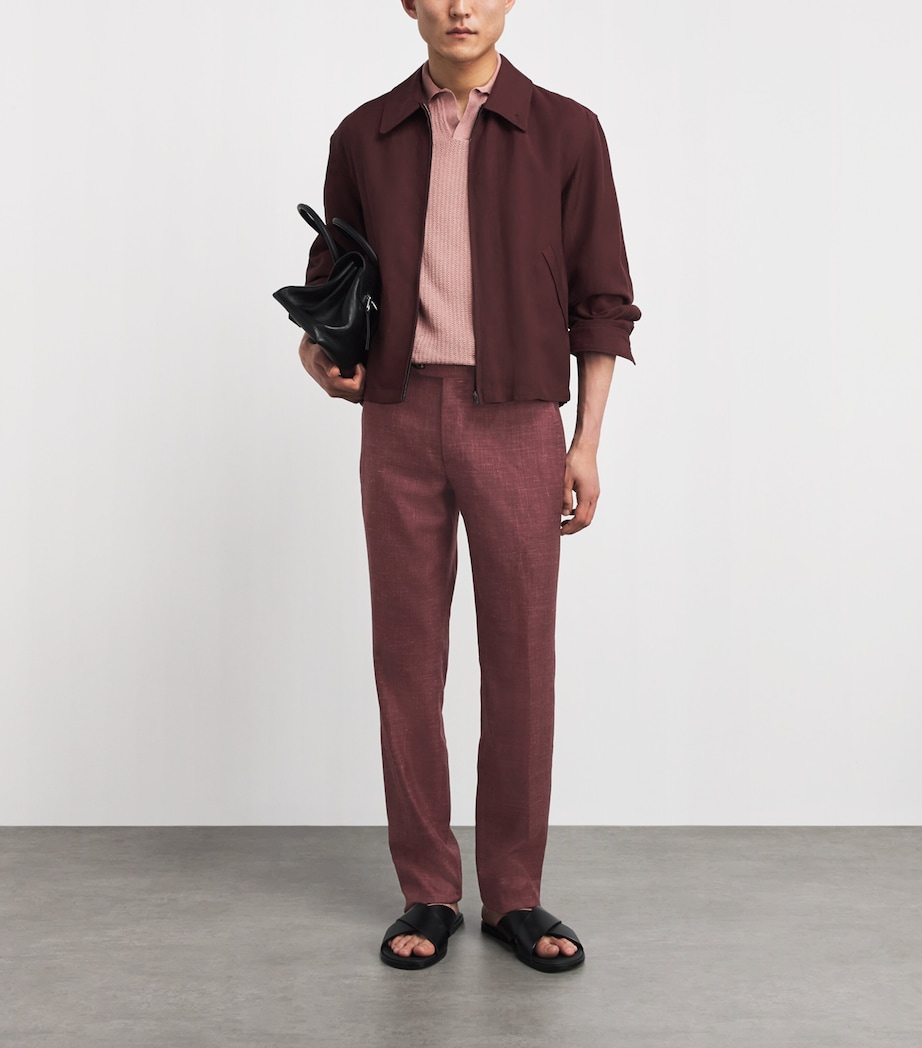Isaia Mens Wool-Cashmere-Silk-Linen Sanita Trousers Image 2