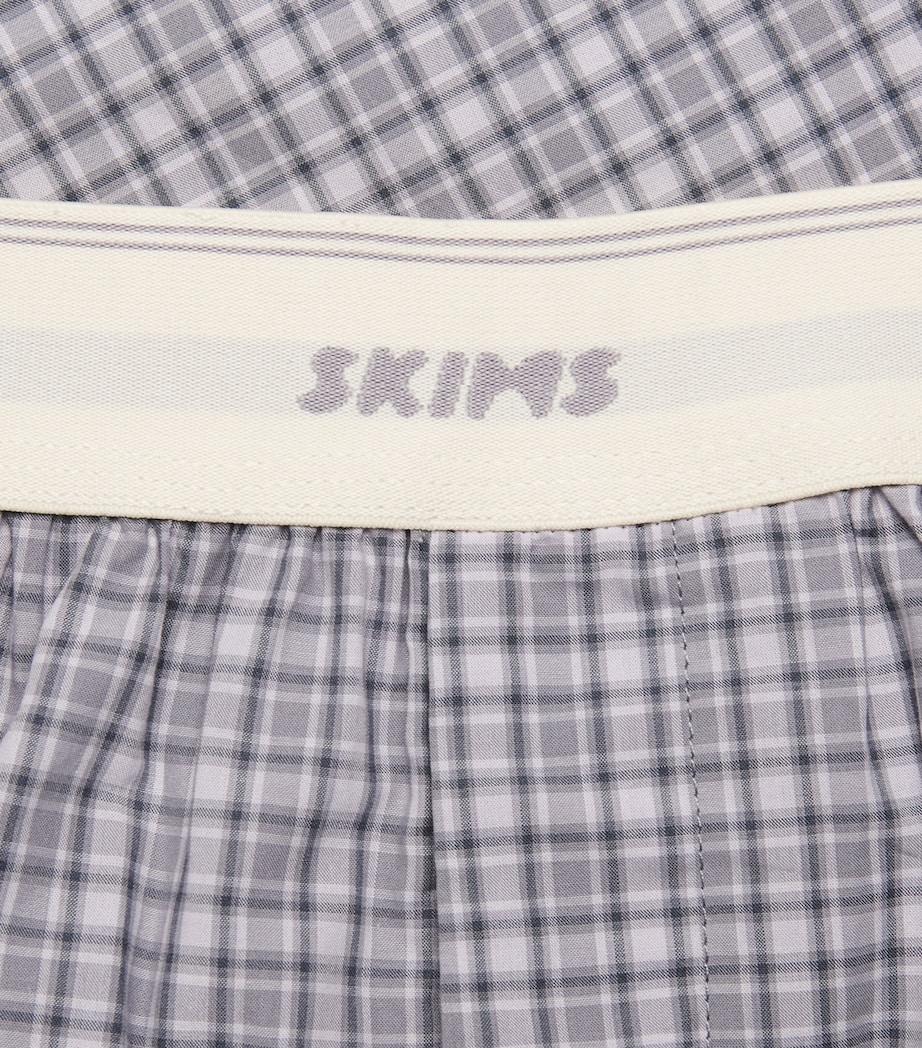 Skims Mens Cotton Poplin Check Boxer Shorts Full Moon Check Image 4