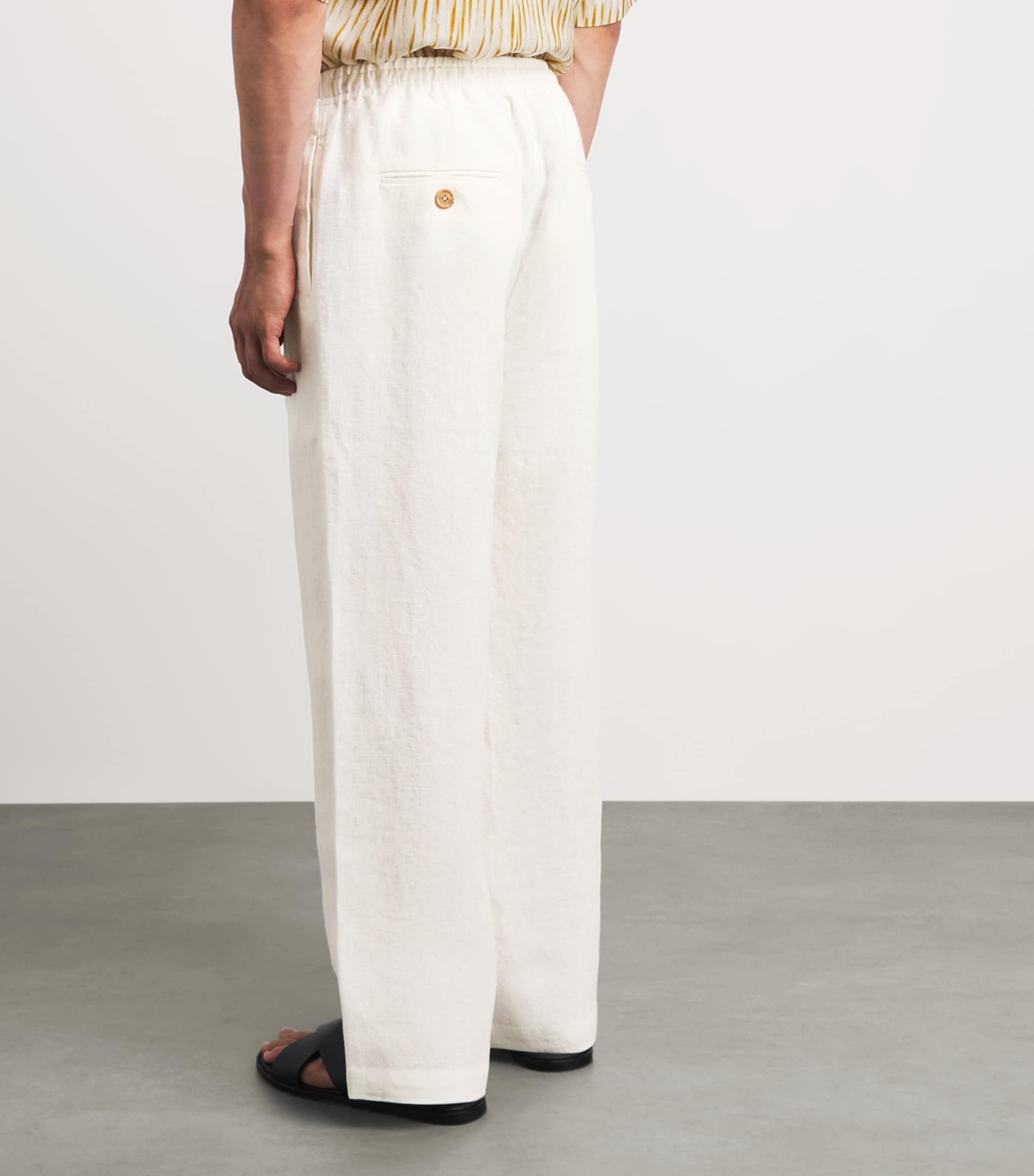 COMMAS Mens Linen Wide-Leg Trousers White Image 5