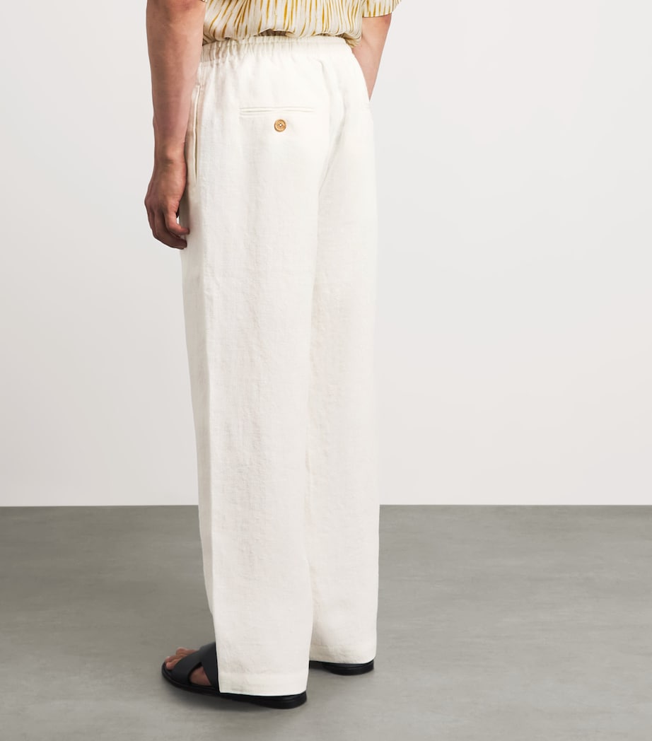COMMAS Mens Linen Wide-Leg Trousers White Image 5