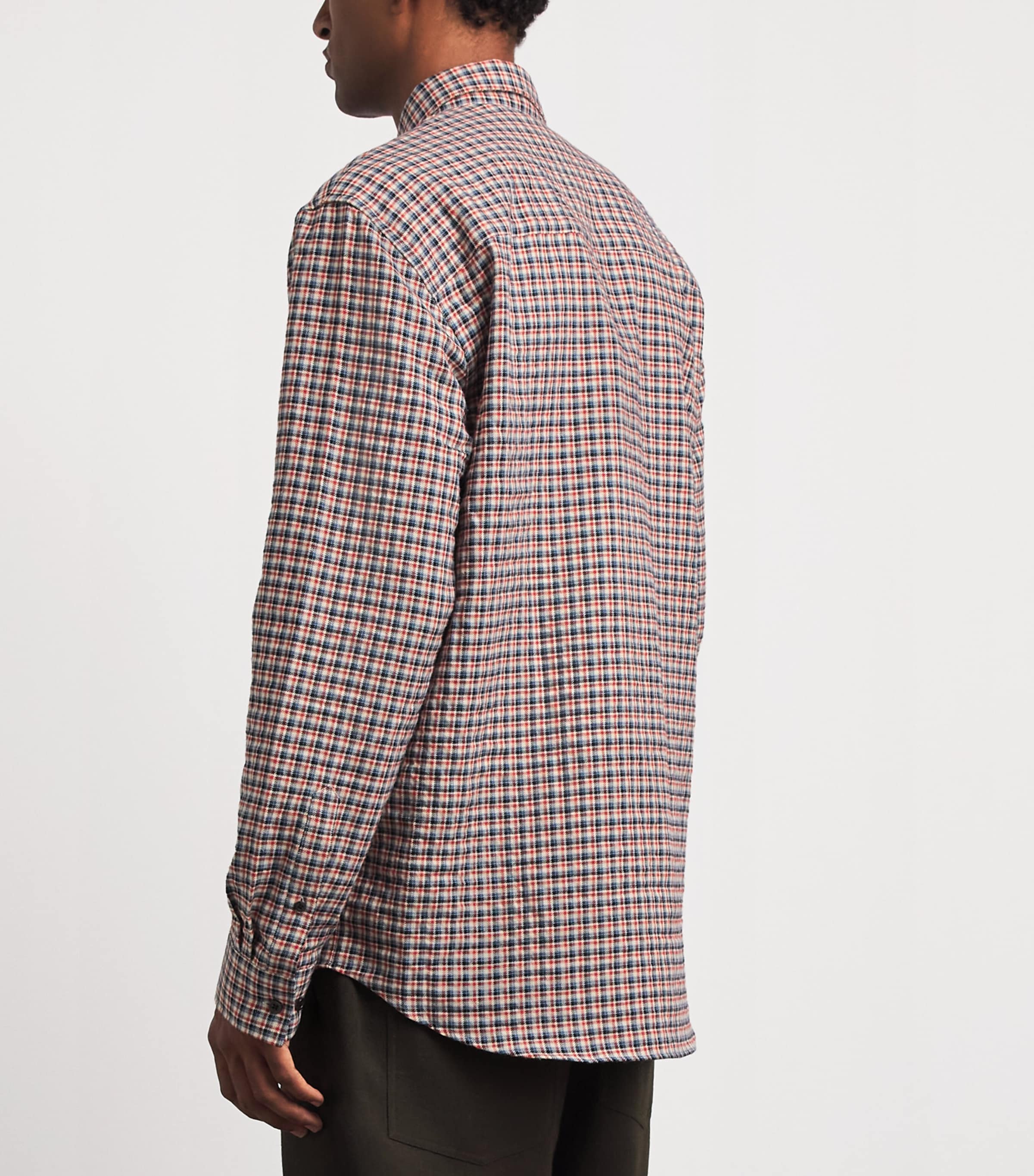 DRIES VAN NOTEN Mens Flannel Check Shirt Image 5