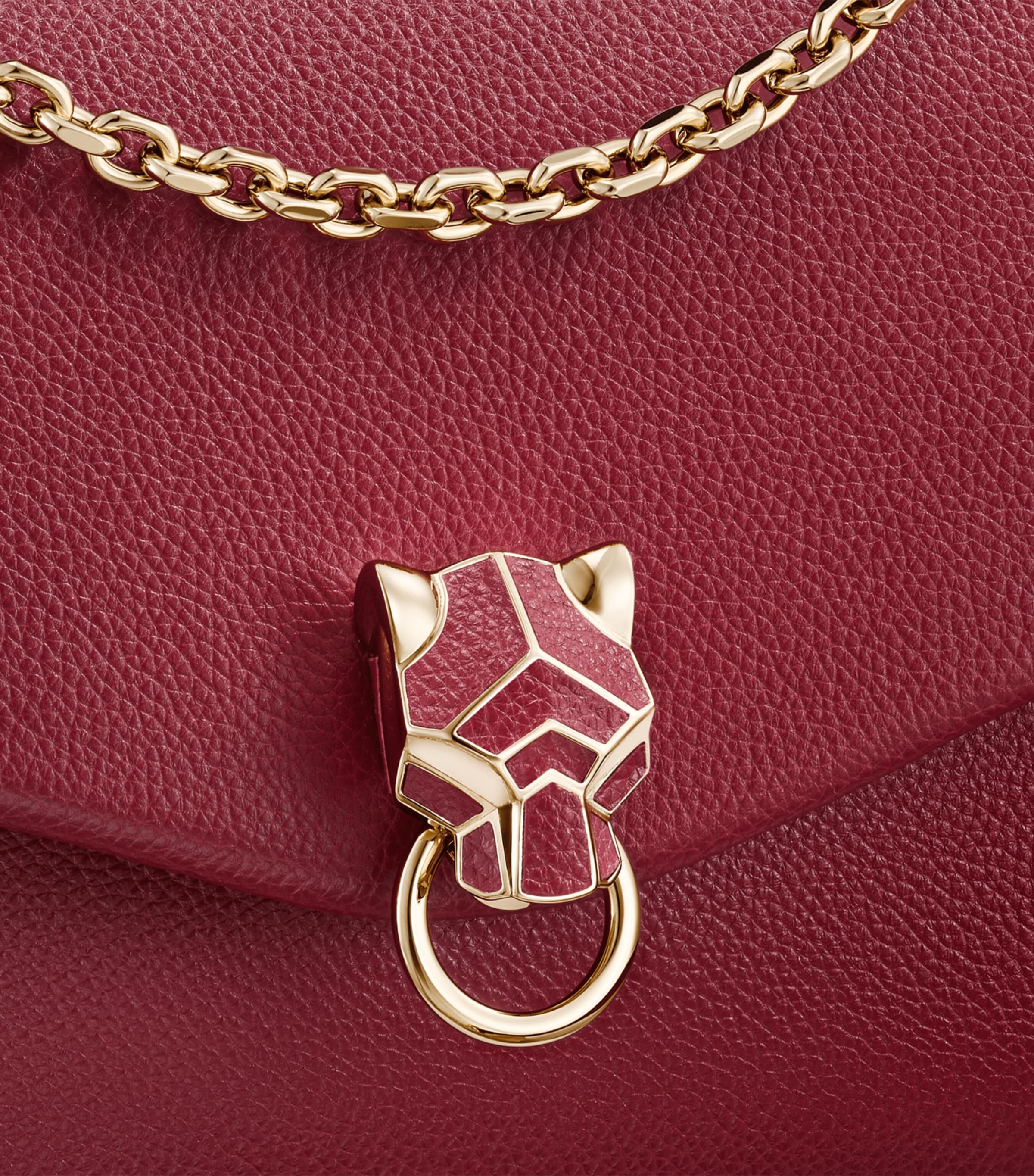 Small Leather Panthère de Cartier Shoulder Bag BURGUNDY Image 2
