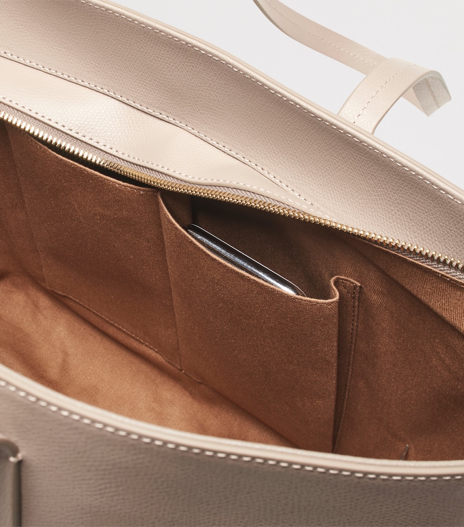 Leather East West Tote Bag TAUPE Image 6