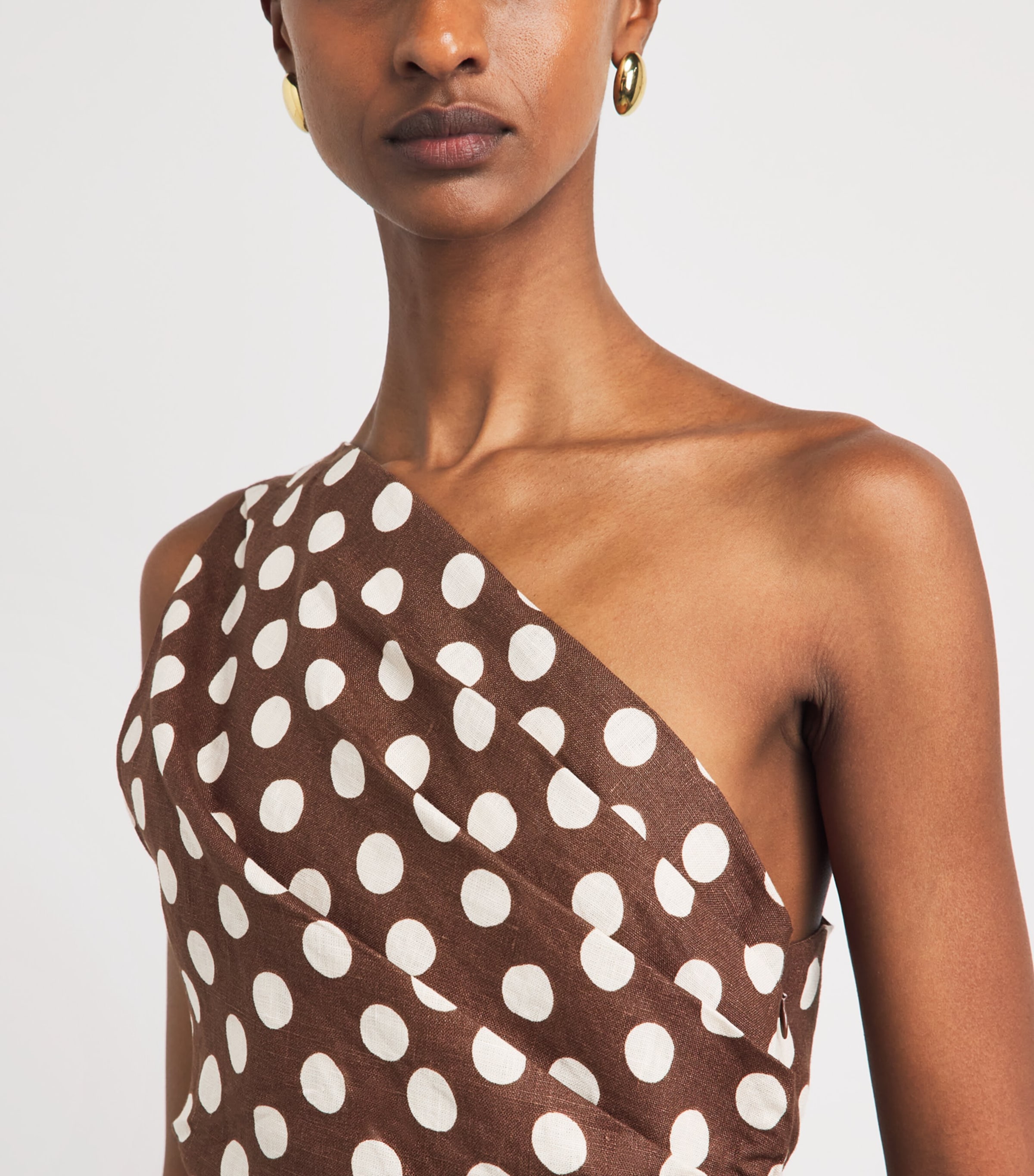 brown dresses long sleeve Brown Polka Dot Wrap Frill Dress – AX Paris