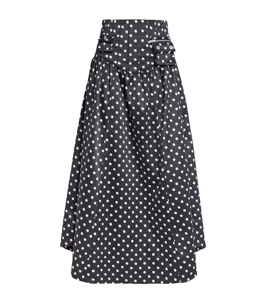 Satin Polka-Dot Maxi Skirt 099 BLACK Image 1