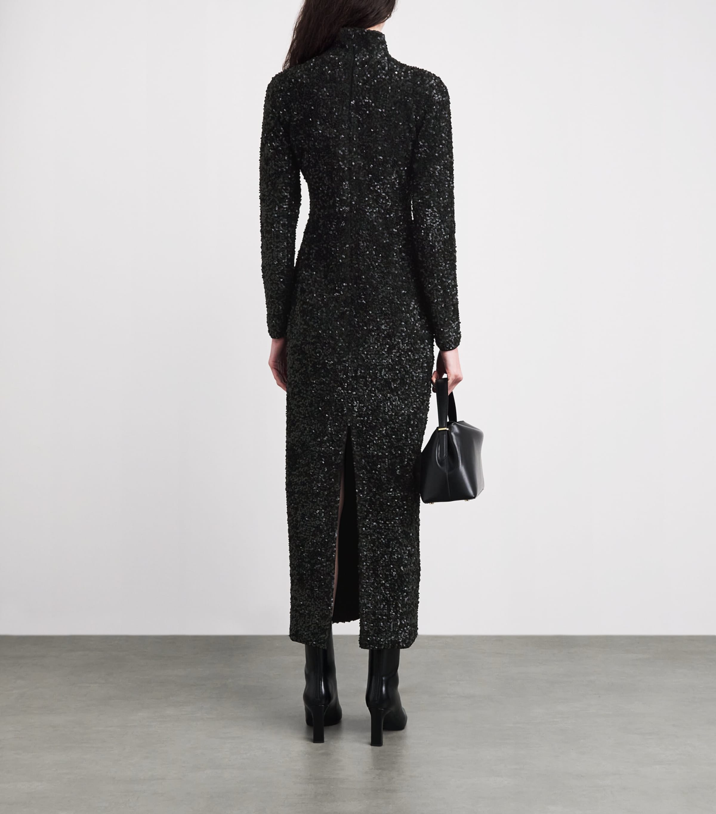 Adam Lippes Womens Sequinned Samadhi Midi Dress Black Image 4