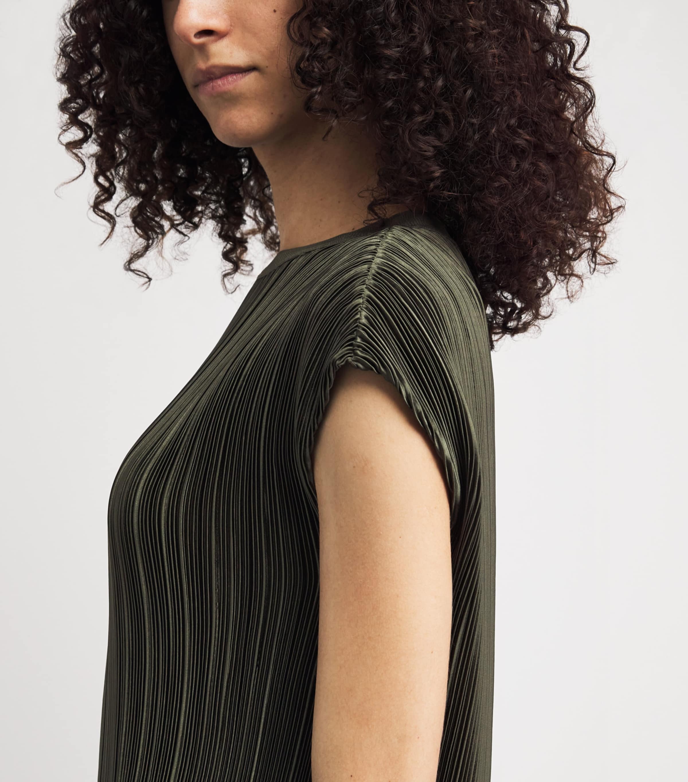 Joseph Womens Satin Pleated Cedre Top Palm Leaf Image 3