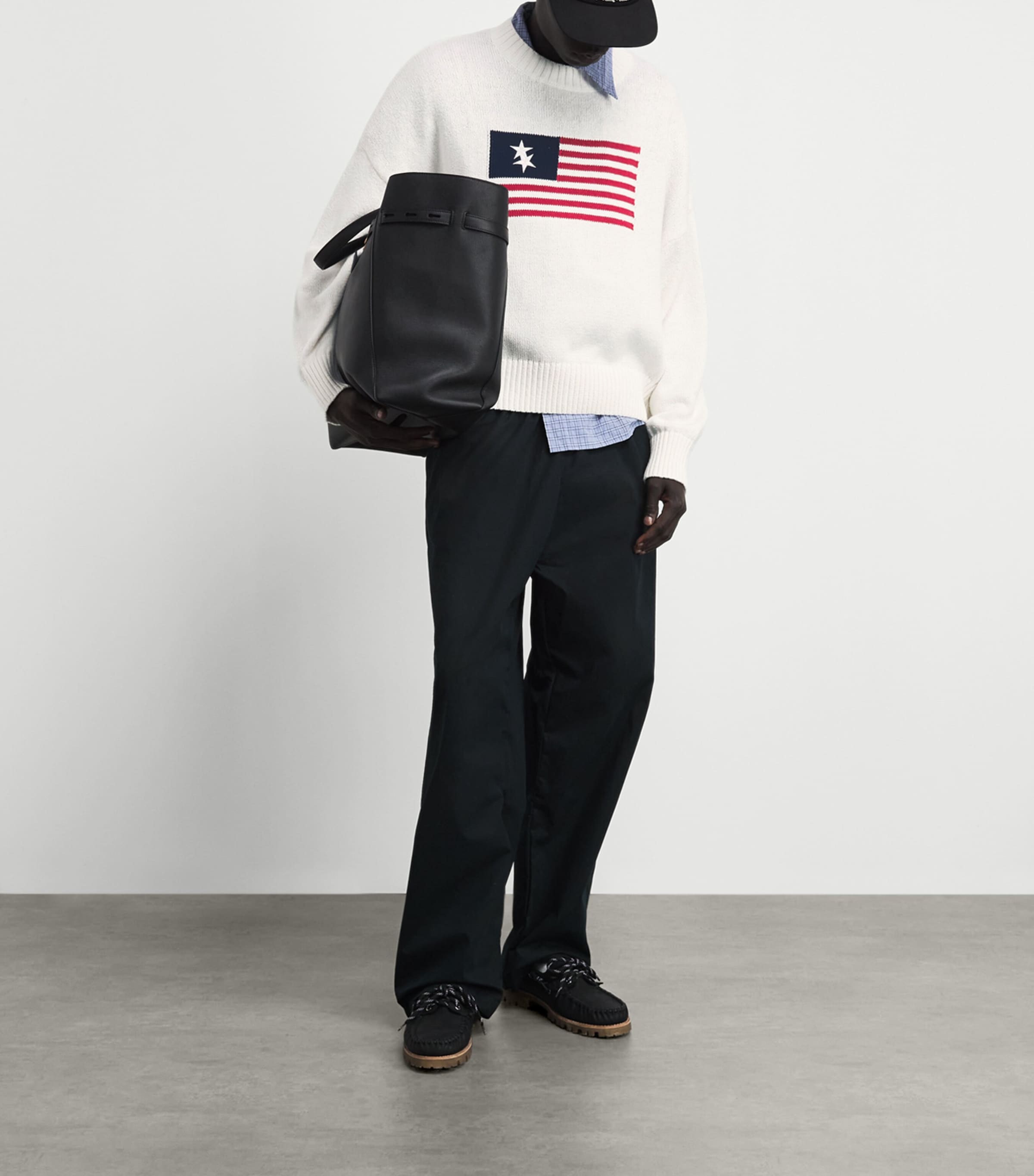 Cole Buxton Mens Cotton Two-Star Flag Sweater Vintage White Image 2