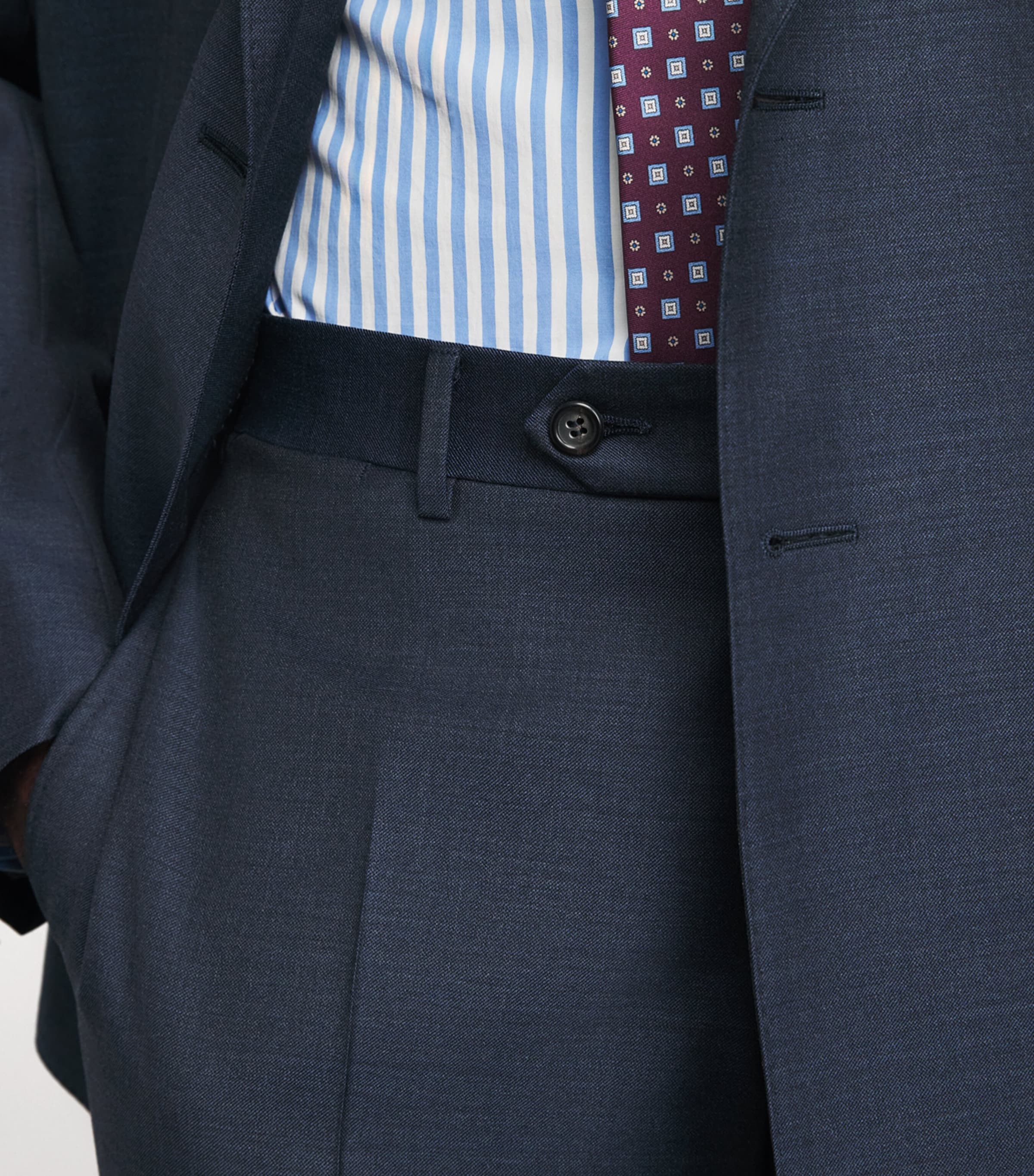 Canali Mens Wool Double-Breasted 2-Piece Suit Navy Image 6