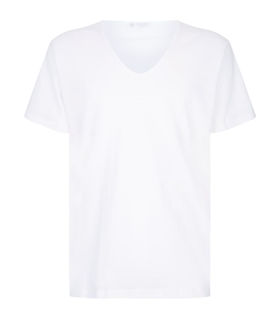 Cellular Cotton V-Neck T-Shirt WHITE Image 1