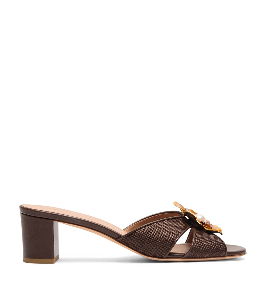 Malone Souliers Raffia and Leather Suri Heeled Sandals 45 Dark Brown Image 1