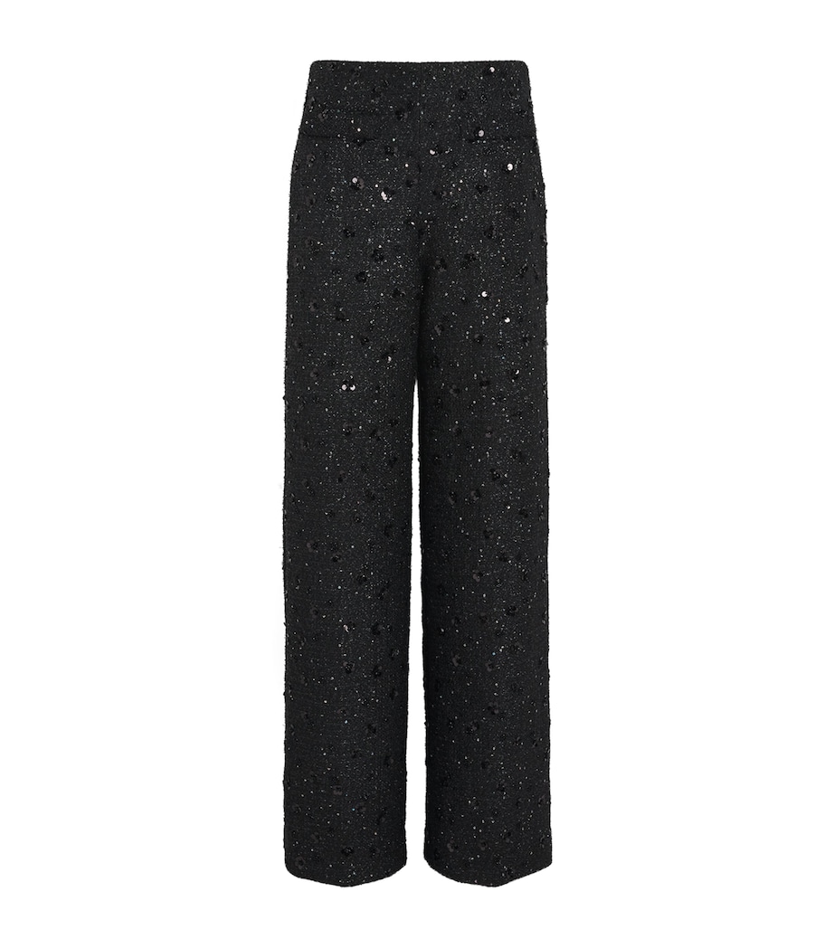 Embellished Tweed Trousers BLACK Image 1