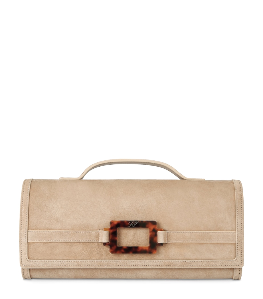 Suede Belle Vivier Clutch Bag BEIGE Image 1