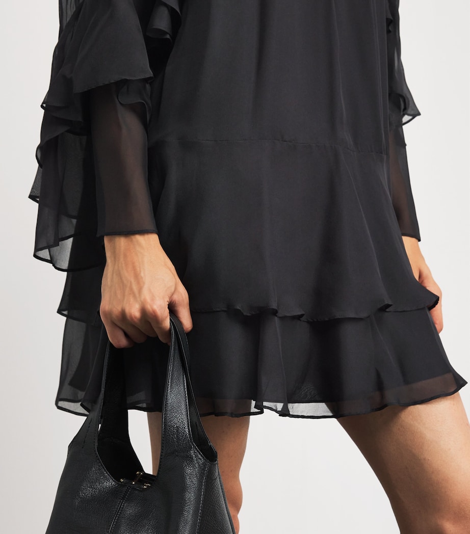 Silk Tiered Adlington Mini Dress BLACK Image 6