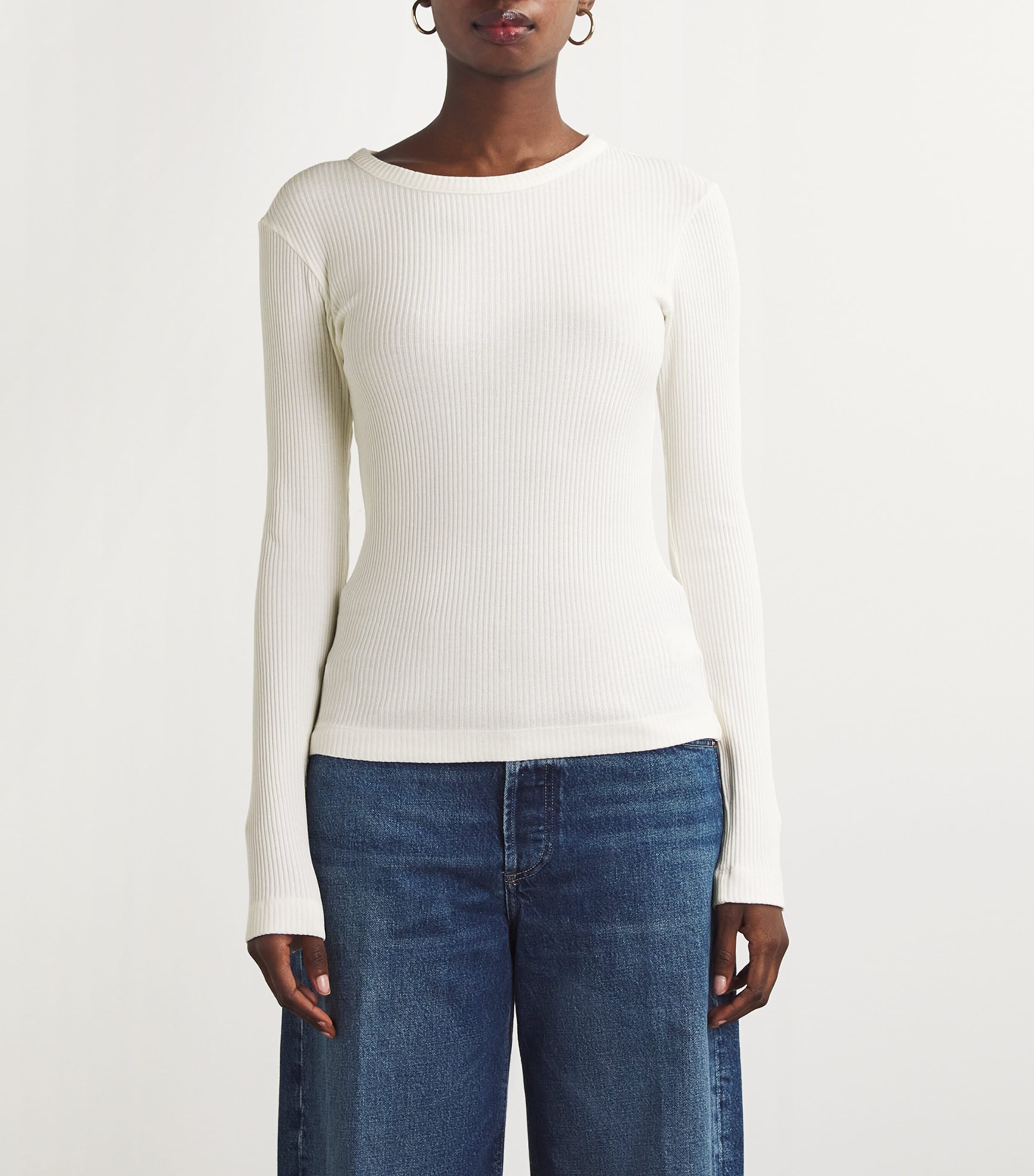 Ribbed Bina Crewneck Top PASHMINA (OFF WHITE) Image 3
