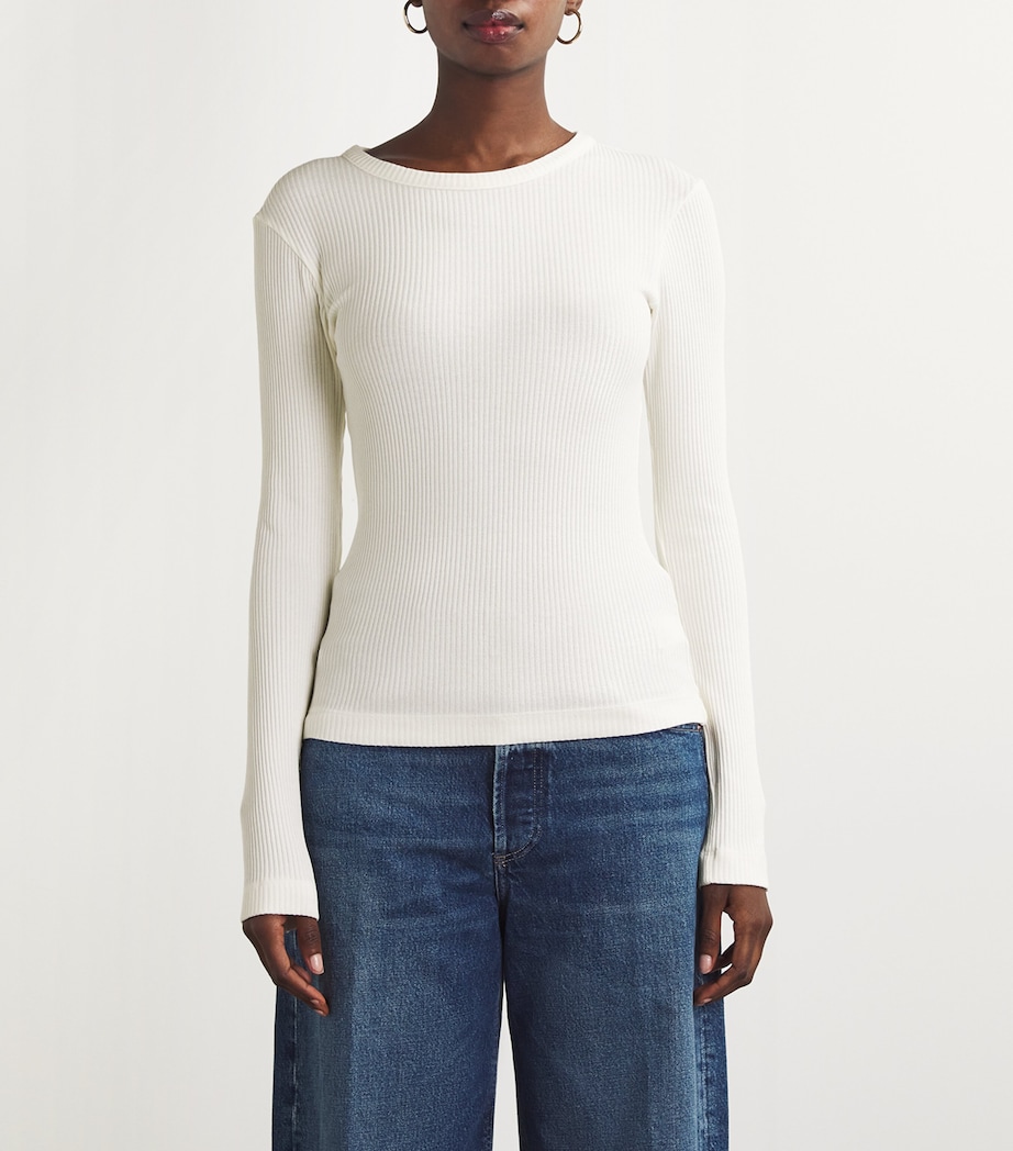 Ribbed Bina Crewneck Top PASHMINA (OFF WHITE) Image 3