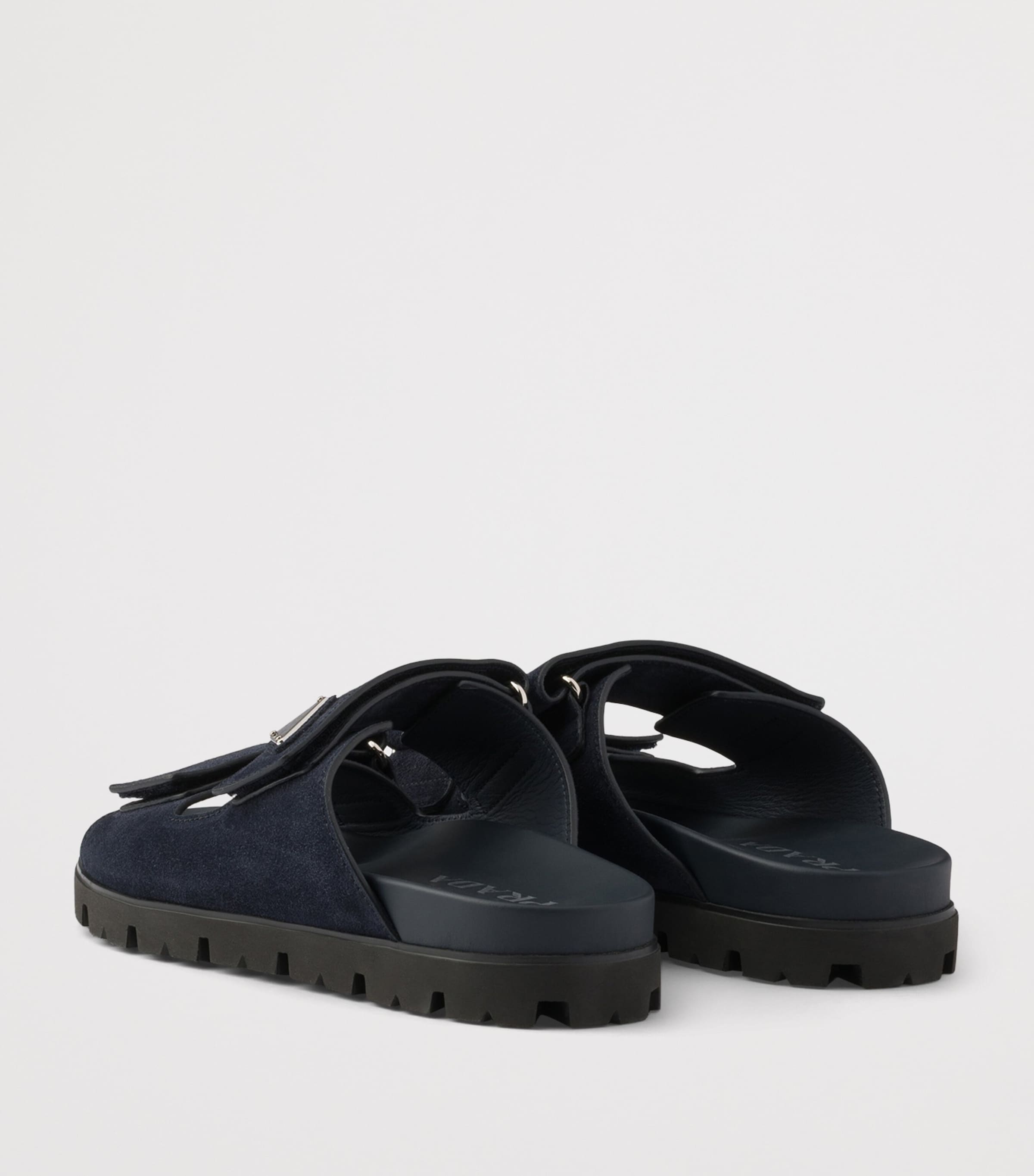 Prada Suede Velcro Sandals Blue Image 4