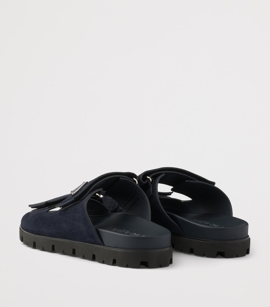Prada Suede Velcro Sandals Blue Image 4