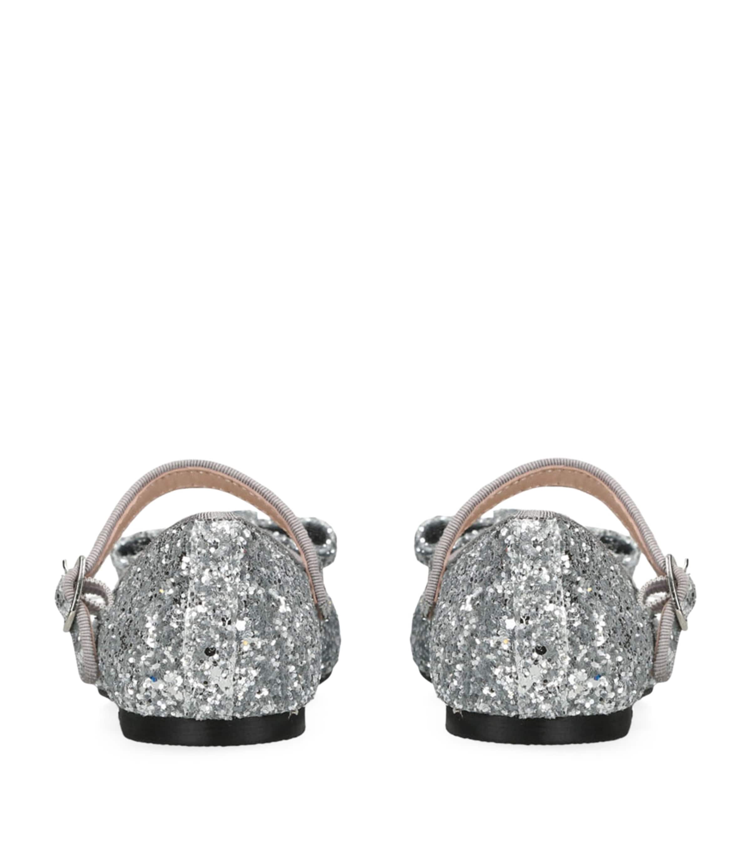 Age of Innocence Leather Glitter Ellen Ballet Flats Silver Image 2