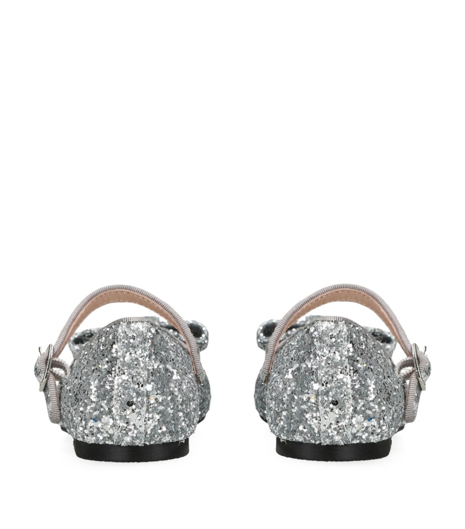 Age of Innocence Leather Glitter Ellen Ballet Flats Silver Image 2