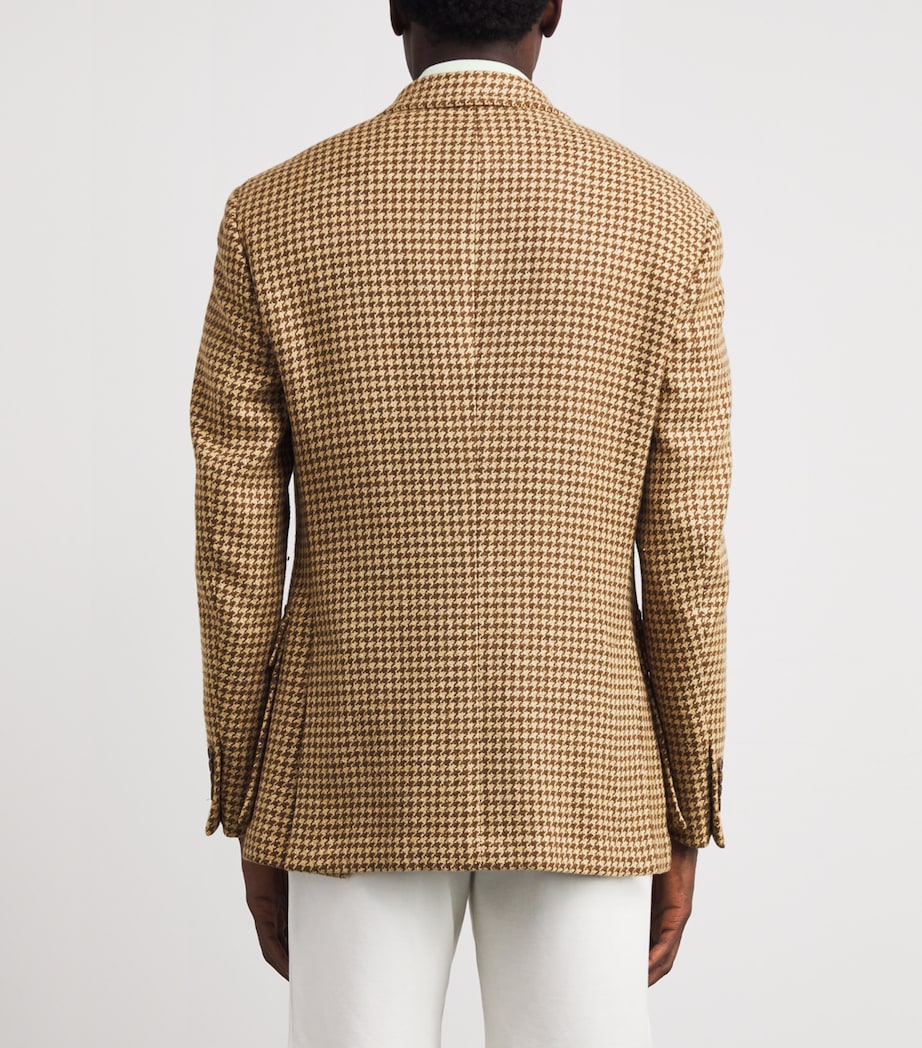 Linen, Wool and Silk Houndstooth Blazer BROWN Image 4