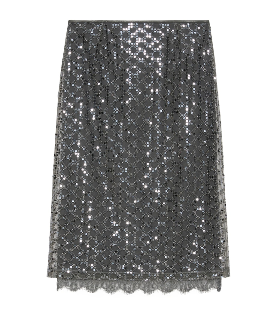Marella Womens Sequinned Mini Skirt Medium Grey Image 1