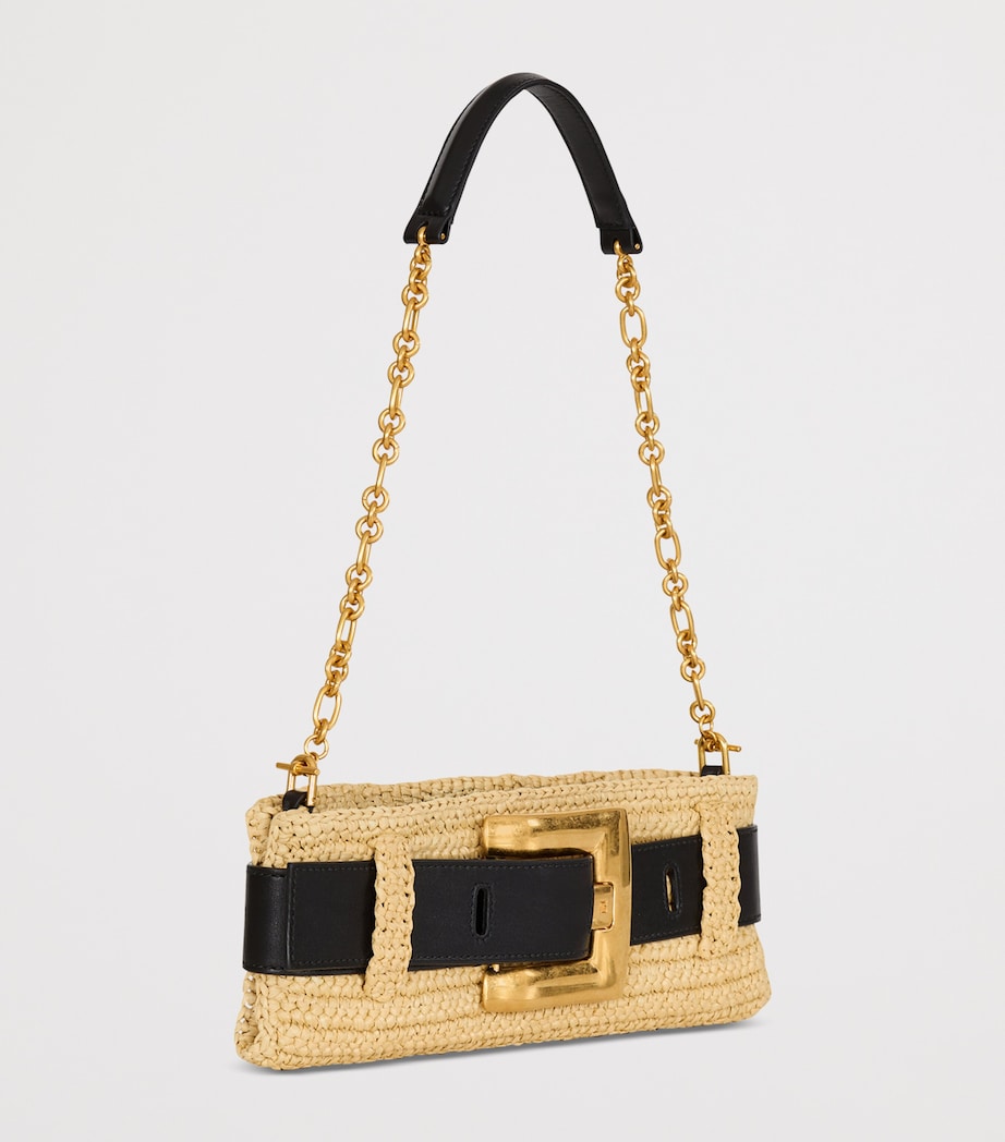 Balmain Faux Raffia Anthem Clutch Bag Gte Naturel / Noir Image 3