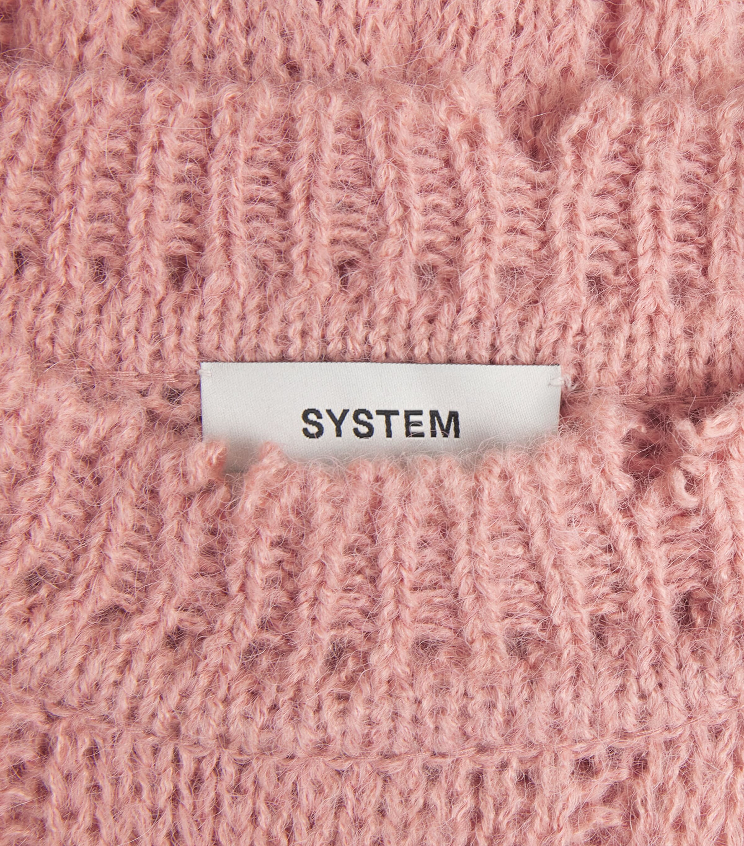 System Mens Cable-Knit Distressed Sweater Smoke Pink Image 2
