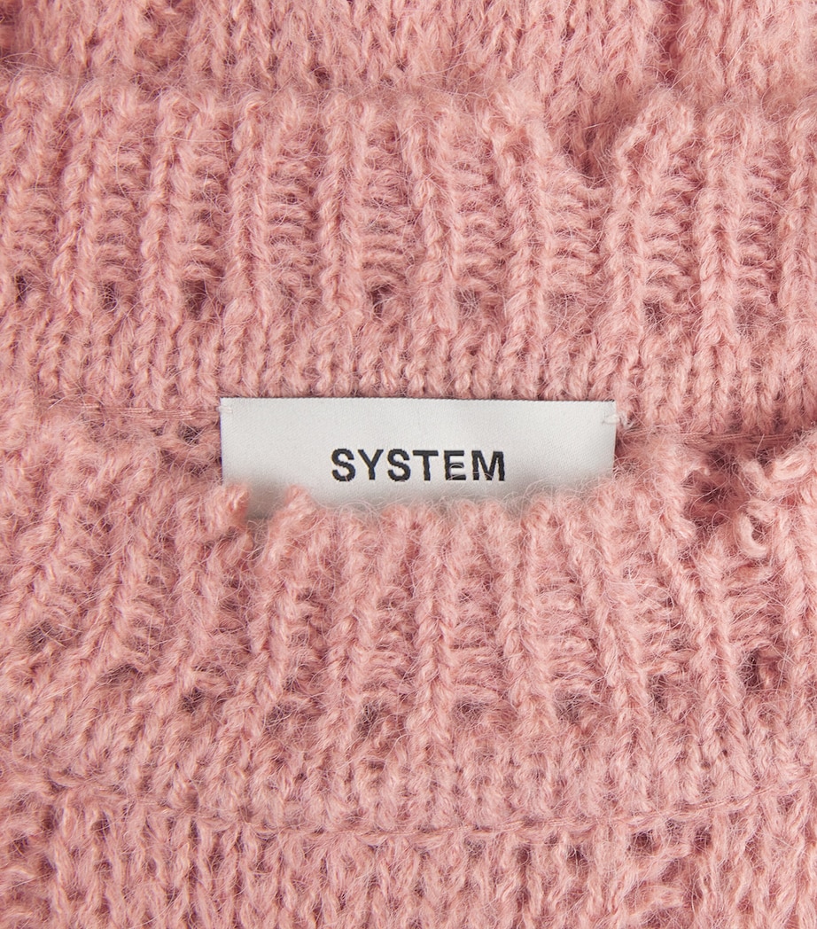 System Mens Cable-Knit Distressed Sweater Smoke Pink Image 2