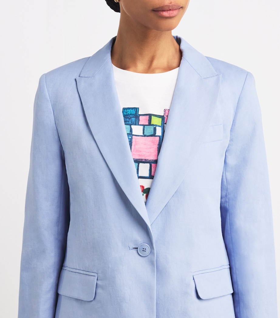 Weekend Max Mara Womens Cotton-Linen Single-Breasted Blazer Light Blue Image 6