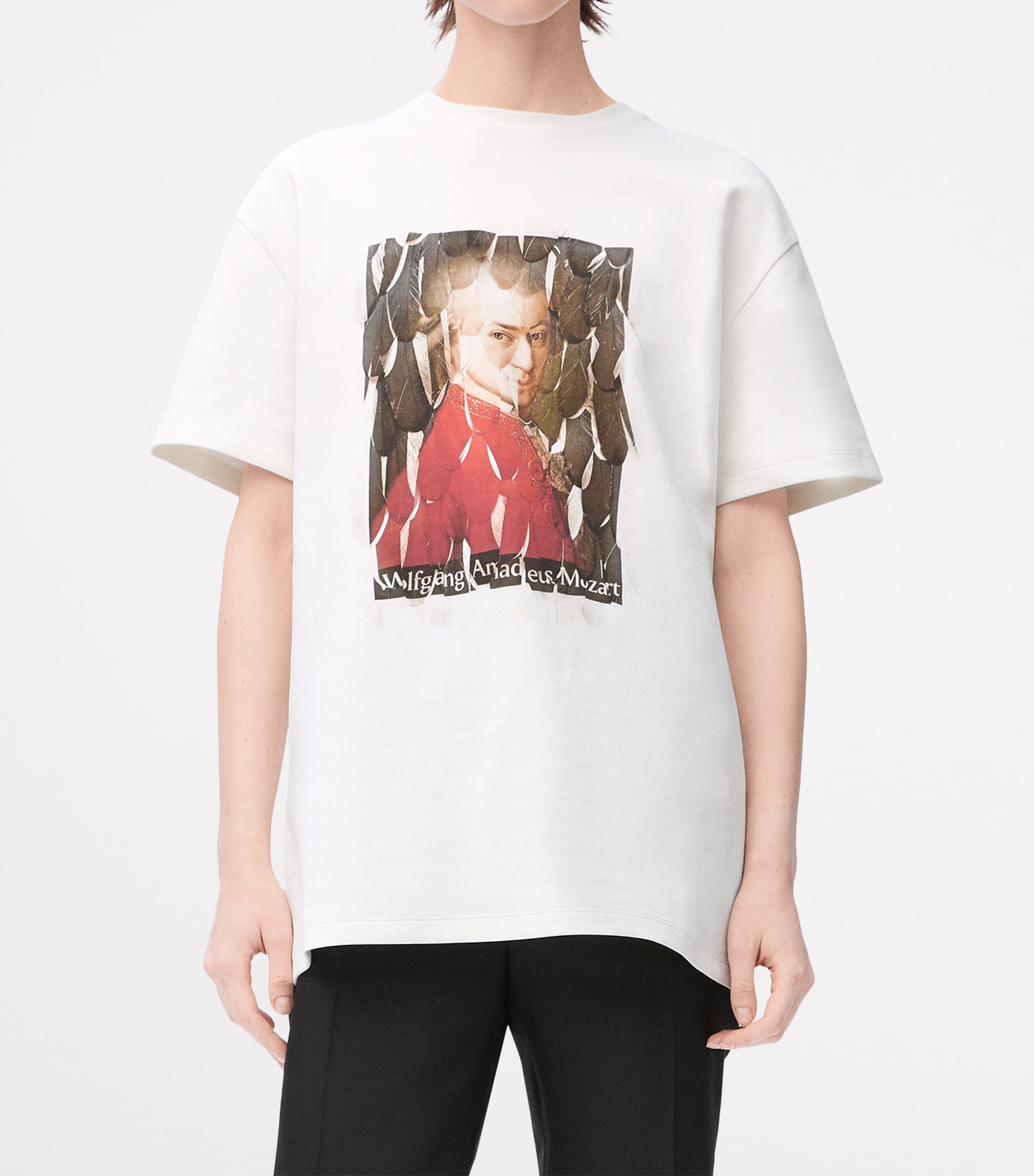 LOEWE Womens Feather-Trim T-Shirt Image 3