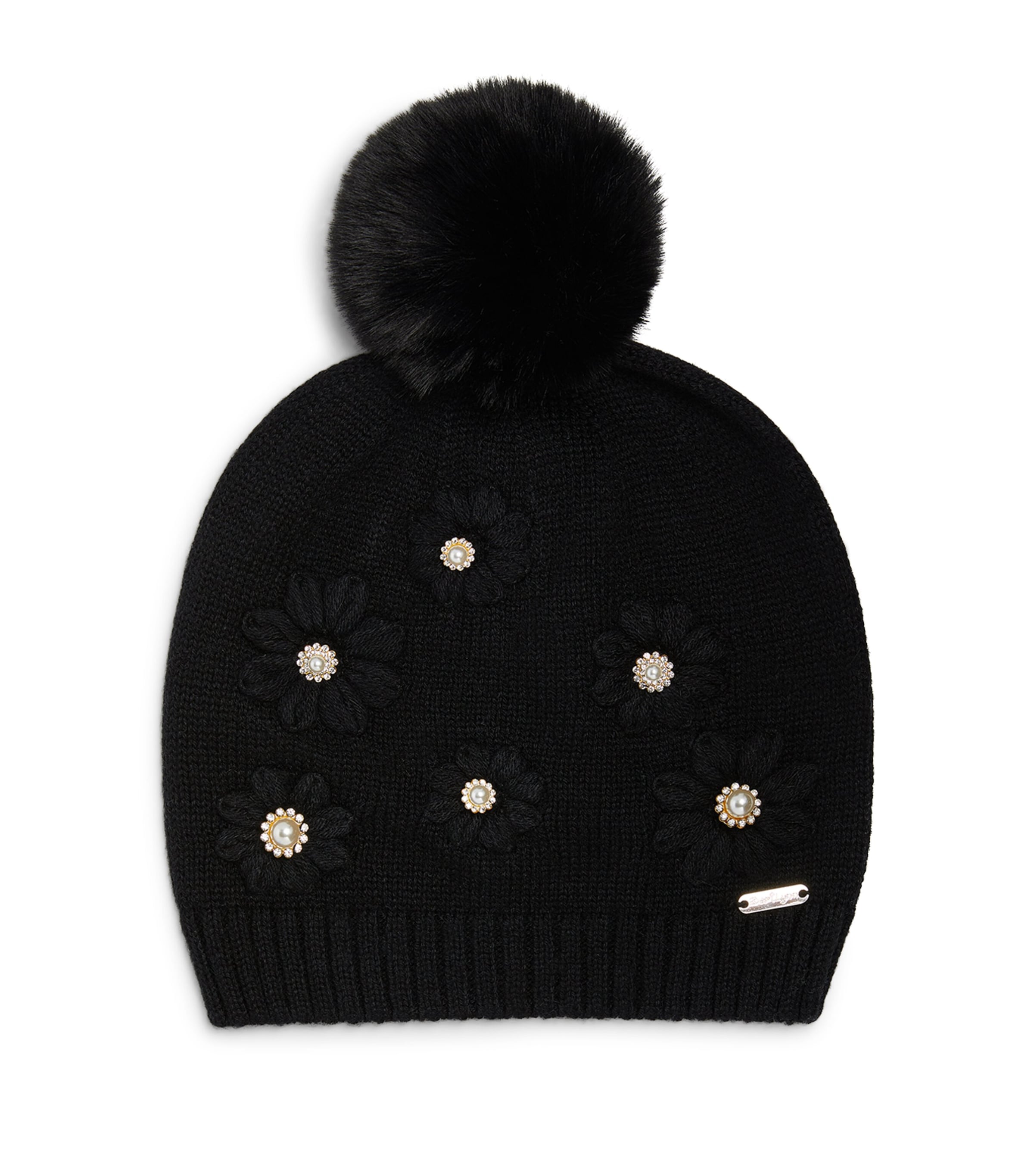 BARI LYNN EMBELLISHED DAISY BOBBLE HAT