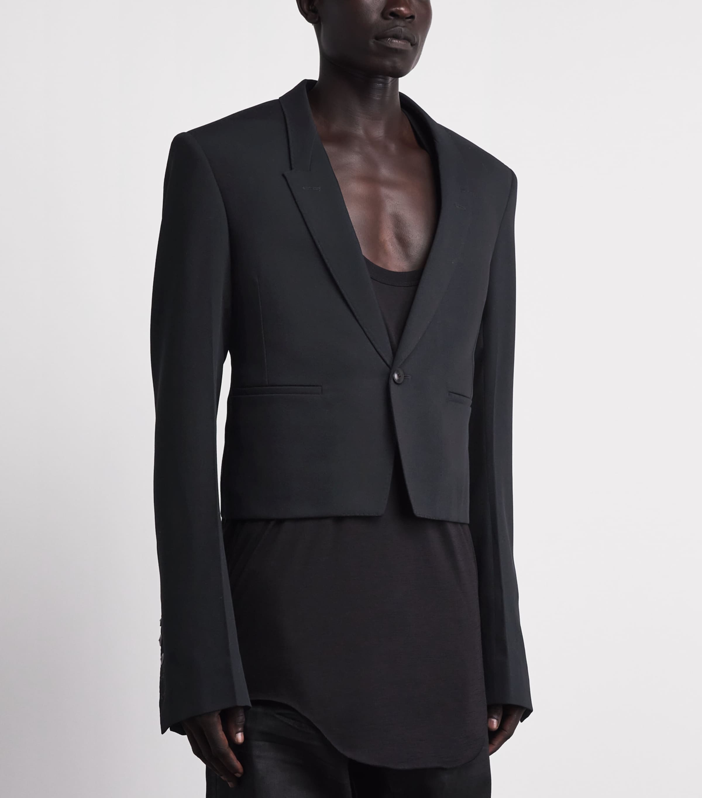 Rick Owens Mens Virgin Wool Alice Blazer Black Image 4
