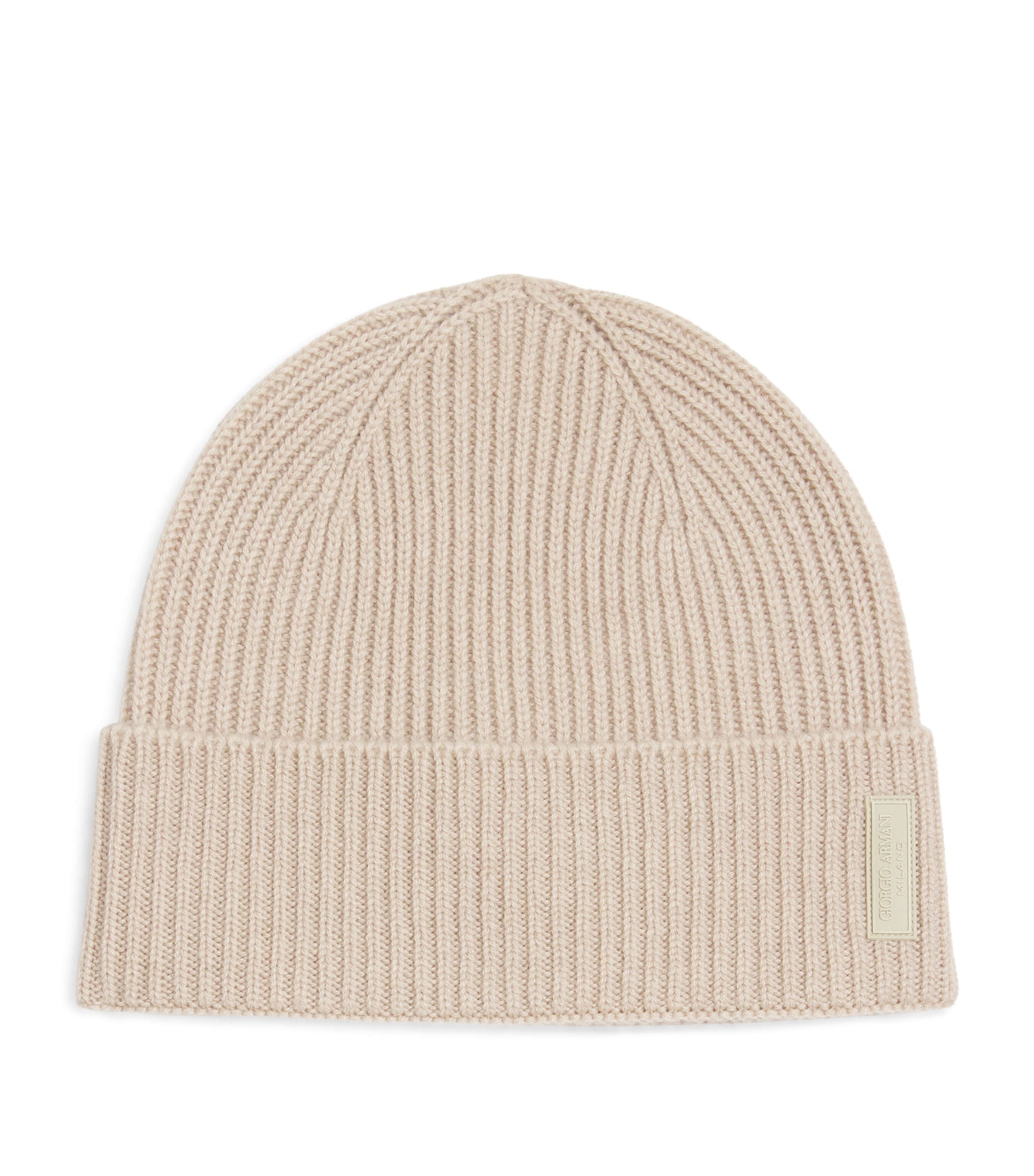 Giorgio Armani Cashmere Logo Beanie In White