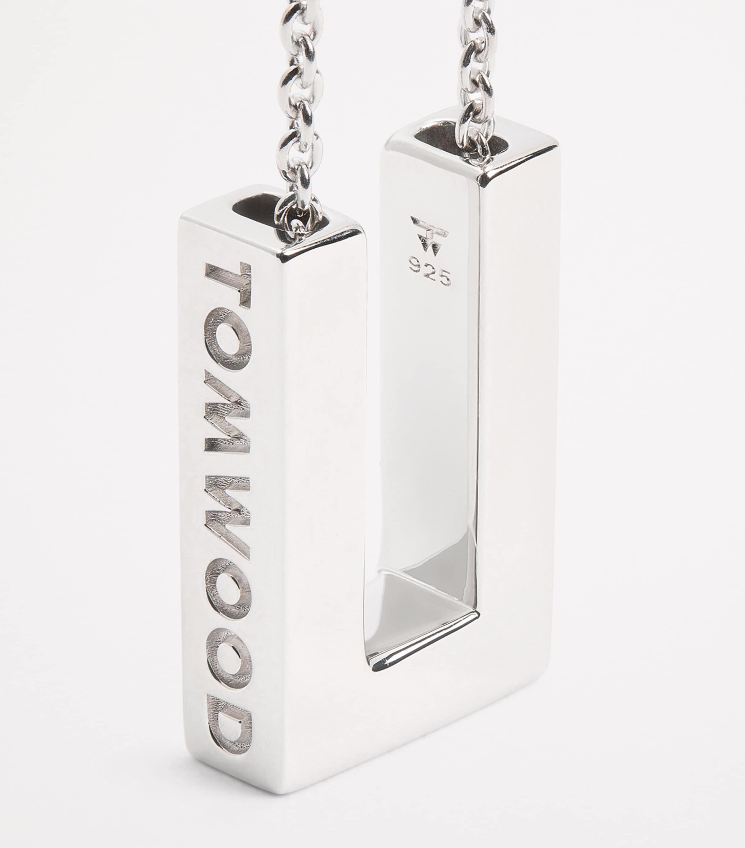 Rhodium-Plated Sterling Silver Square Pendent Necklace S925 Image 5