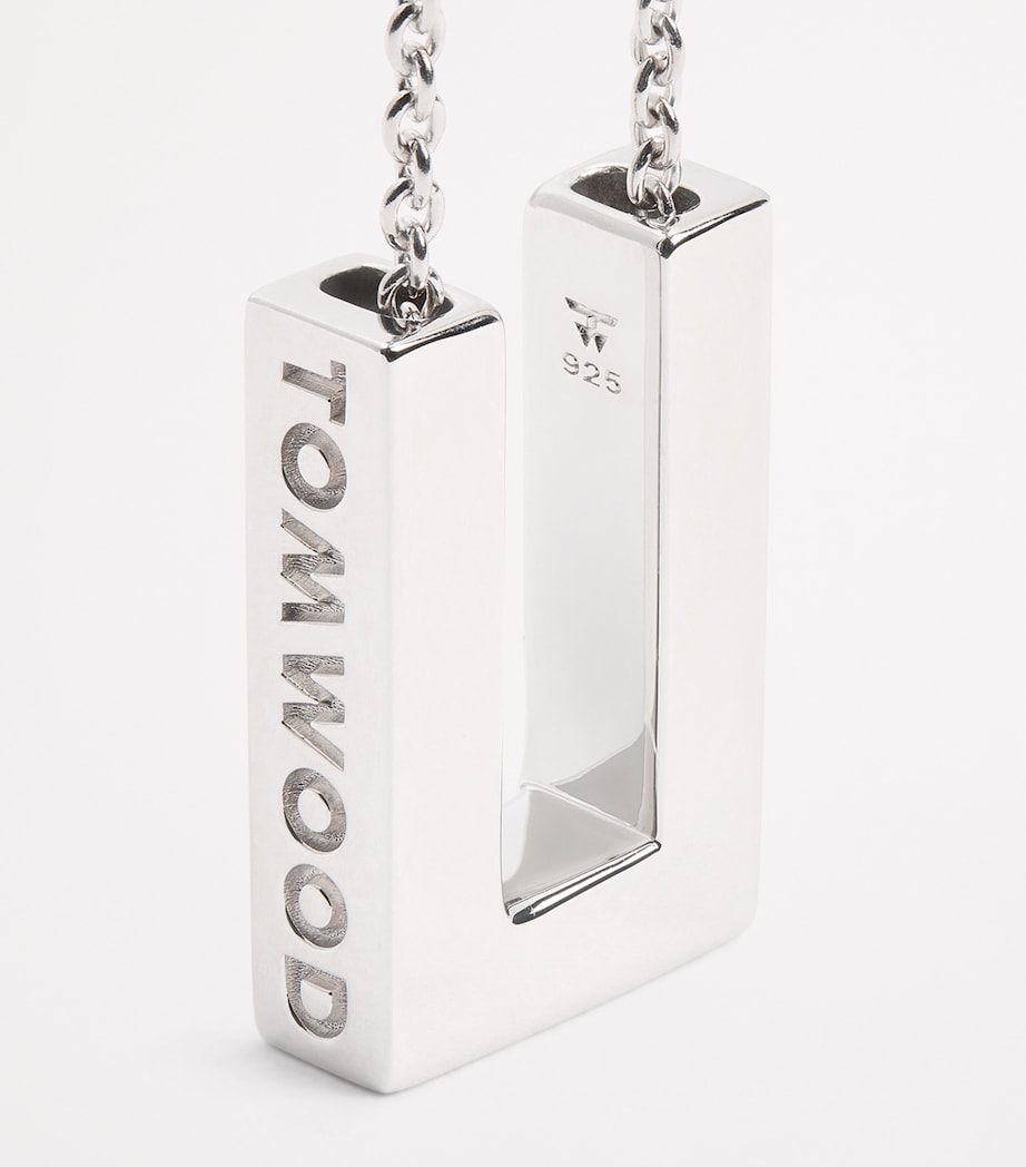 Rhodium-Plated Sterling Silver Square Pendent Necklace S925 Image 5