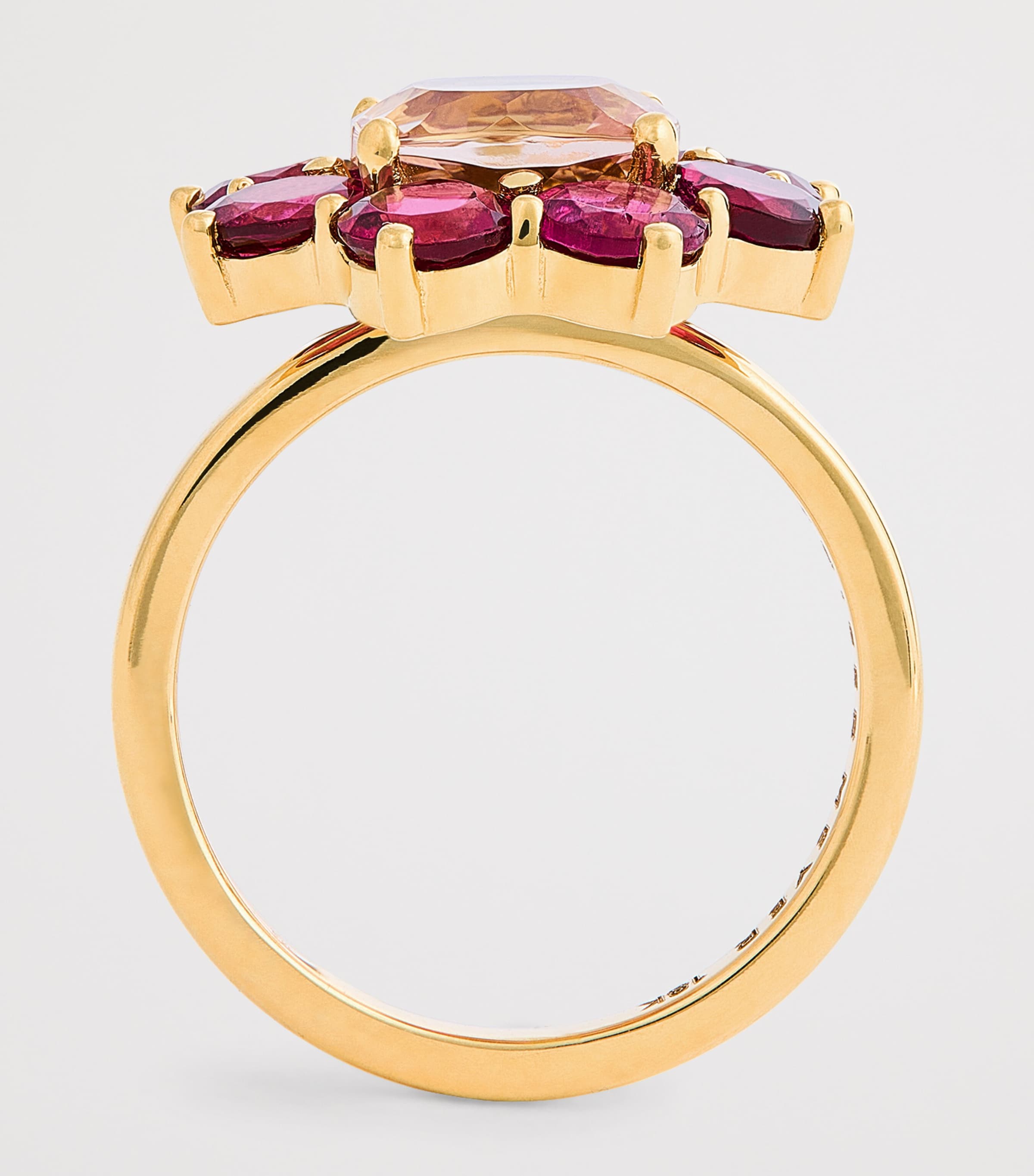 Yellow Gold and Rubellite Flower Ring YELLOW GOLD Image 3