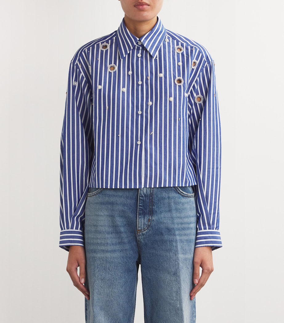 Cropped Embellished Shirt BLUE Image 3