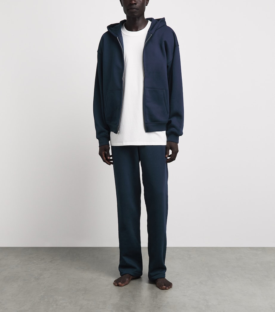 Skims Mens Fleece Lounge Relaxed Zip-Up Hoodie Navy Image 2