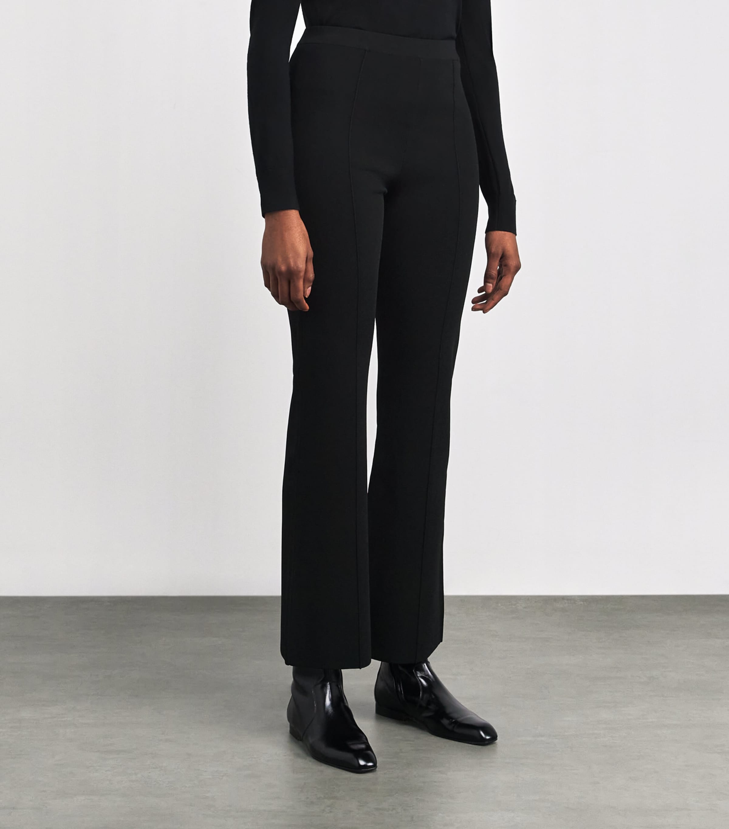 Knitted Crepe Kick Trousers BLACK - 001 Image 3