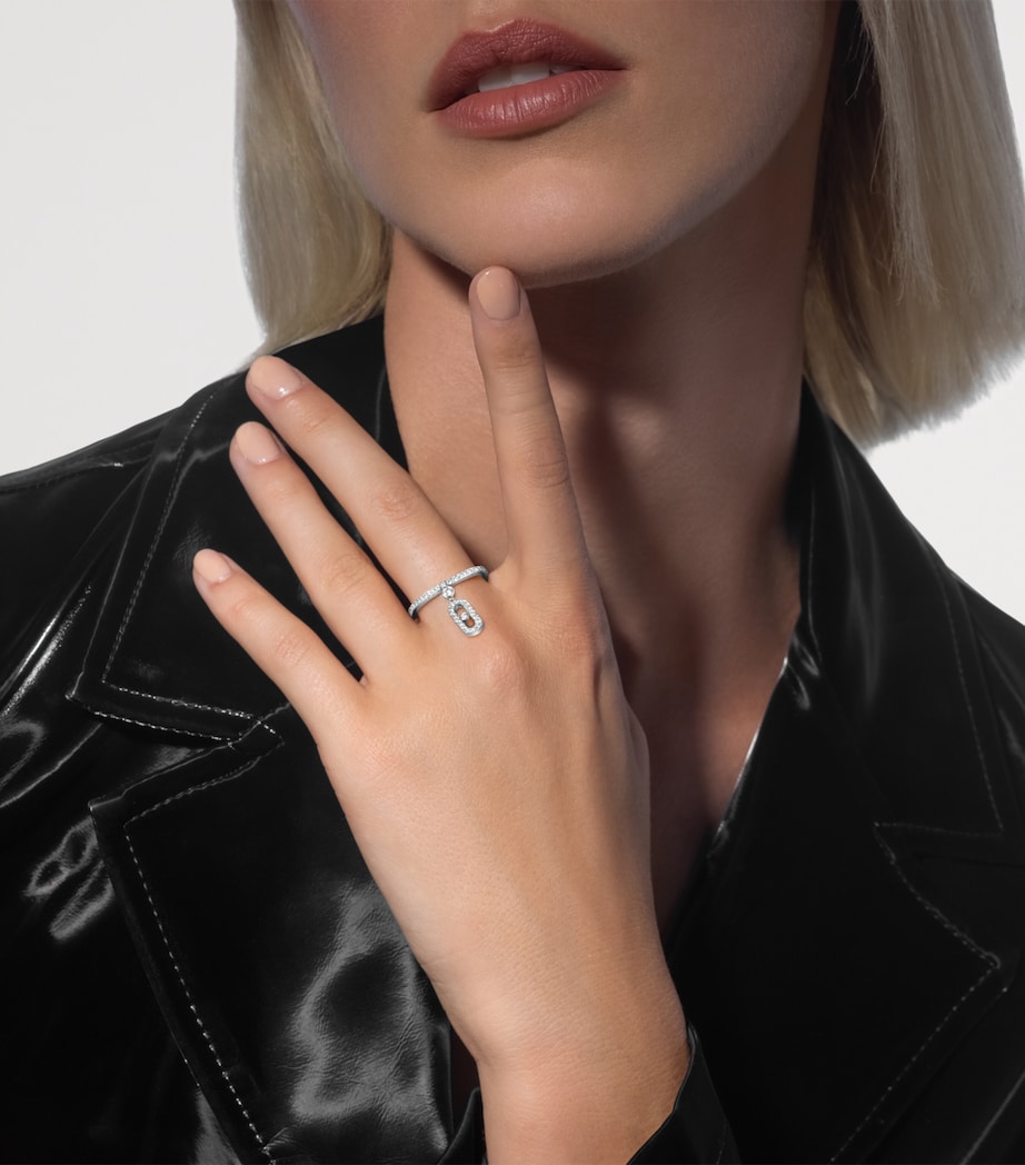 Messika Move Uno White Gold and White Diamond Pavé Drop Pendant Ring White Gold Image 2