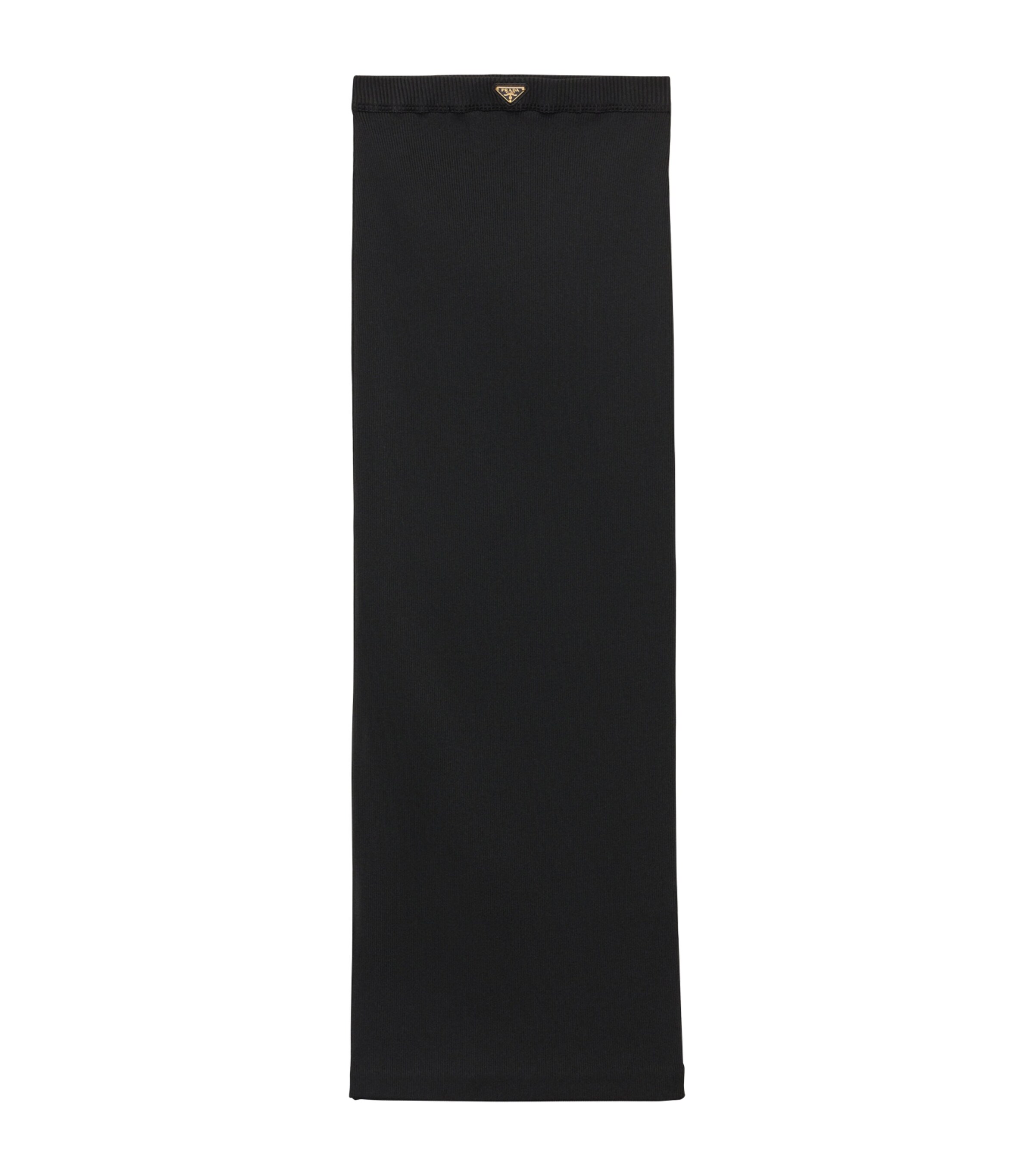 スカート PRADA BLACK RIBBED JERSEY SKIRT Prada Ribbed Jersey Logo Midi Skirt | Harrods UK