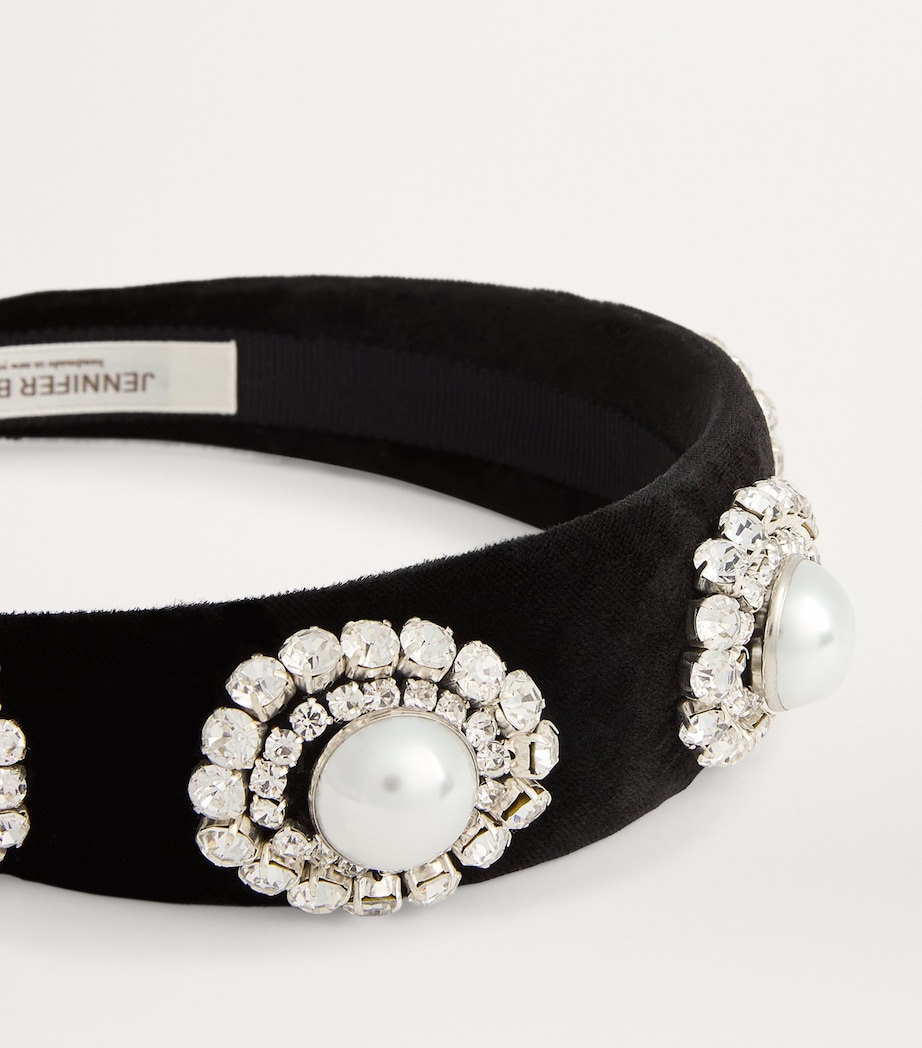 Velvet Embellished Sidney Headband BLACK PEARL Image 3